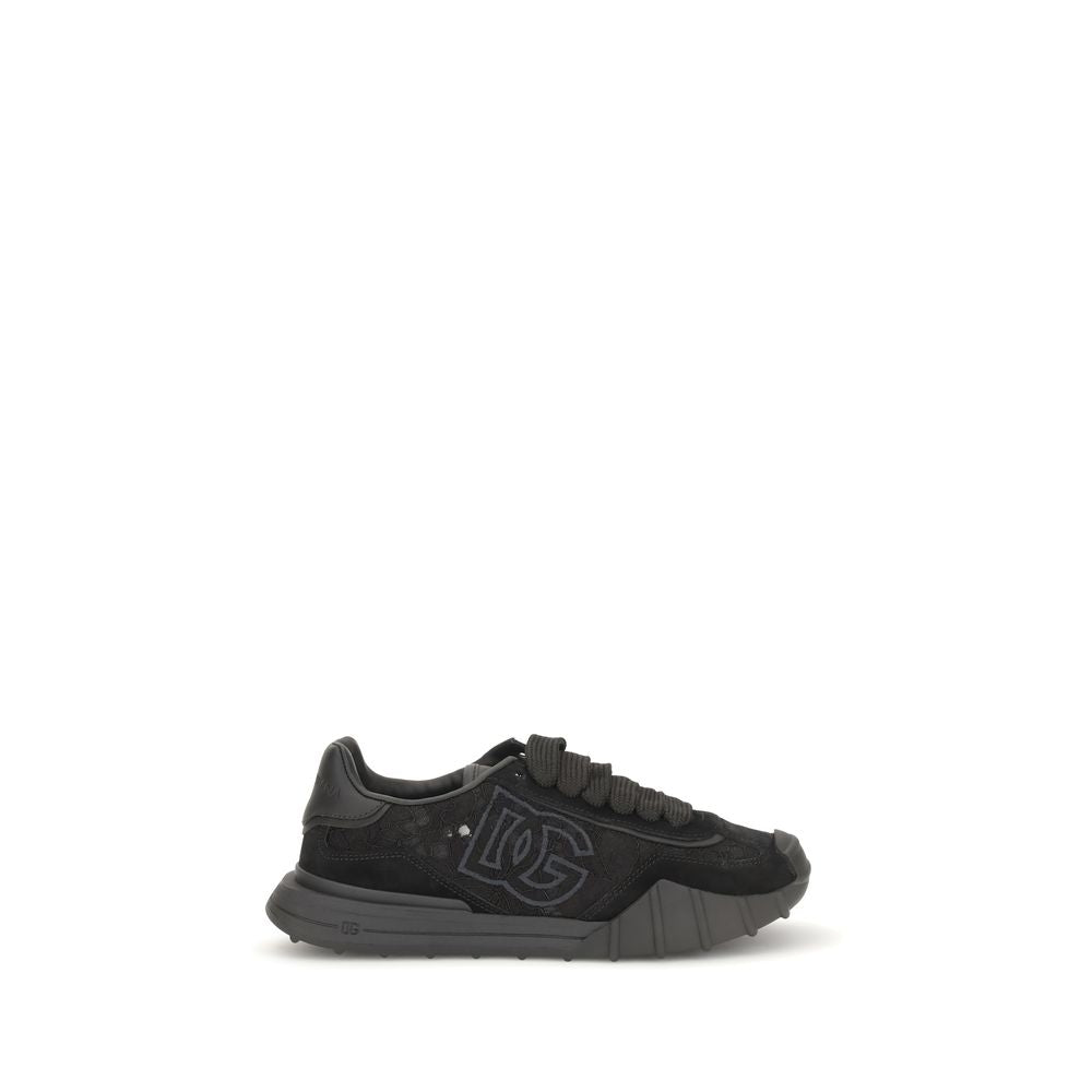 Dolce & Gabbana Schwarze Bos Taurus Kalbsleder Chunky Sneaker