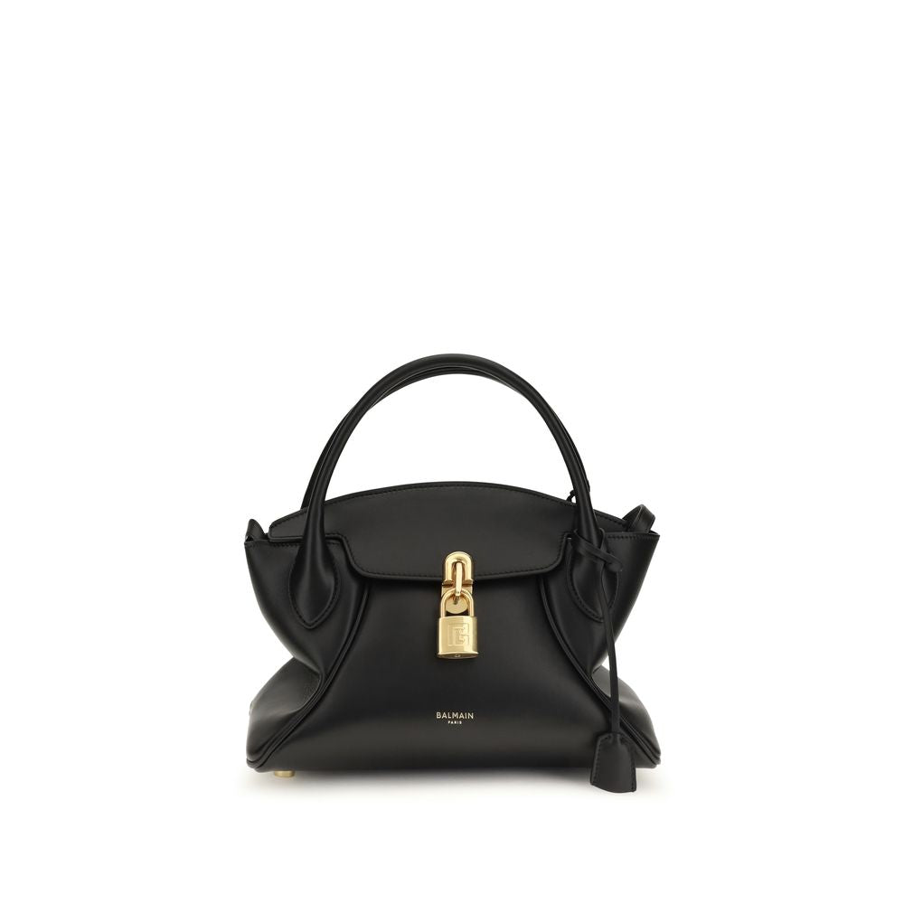 Balmain Schwarze Kalbsleder Bos Taurus Handtasche
