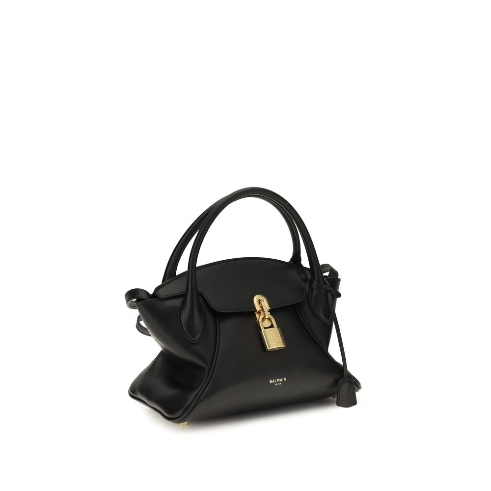 Balmain Schwarze Kalbsleder Bos Taurus Handtasche