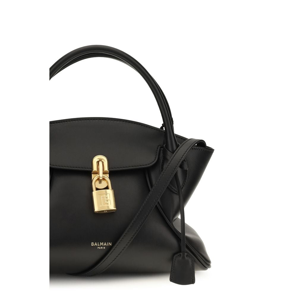 Balmain Schwarze Kalbsleder Bos Taurus Handtasche