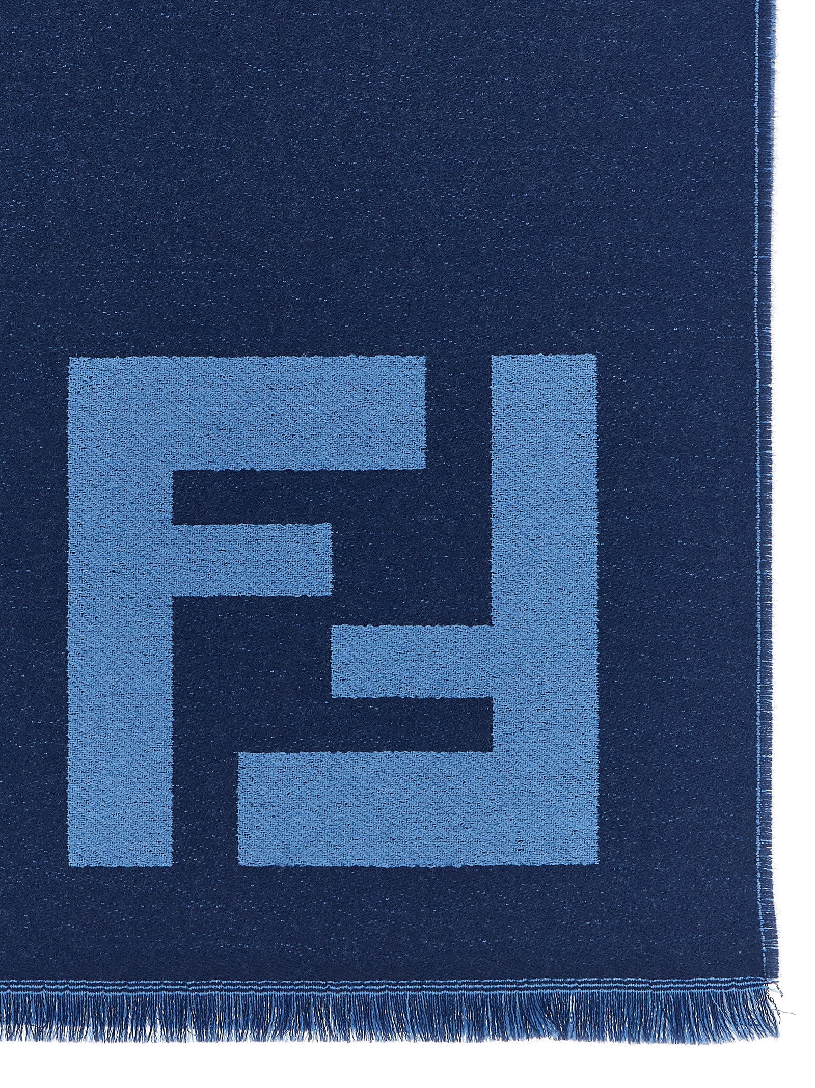 Fendi Blauer Schal aus reiner Schurwolle