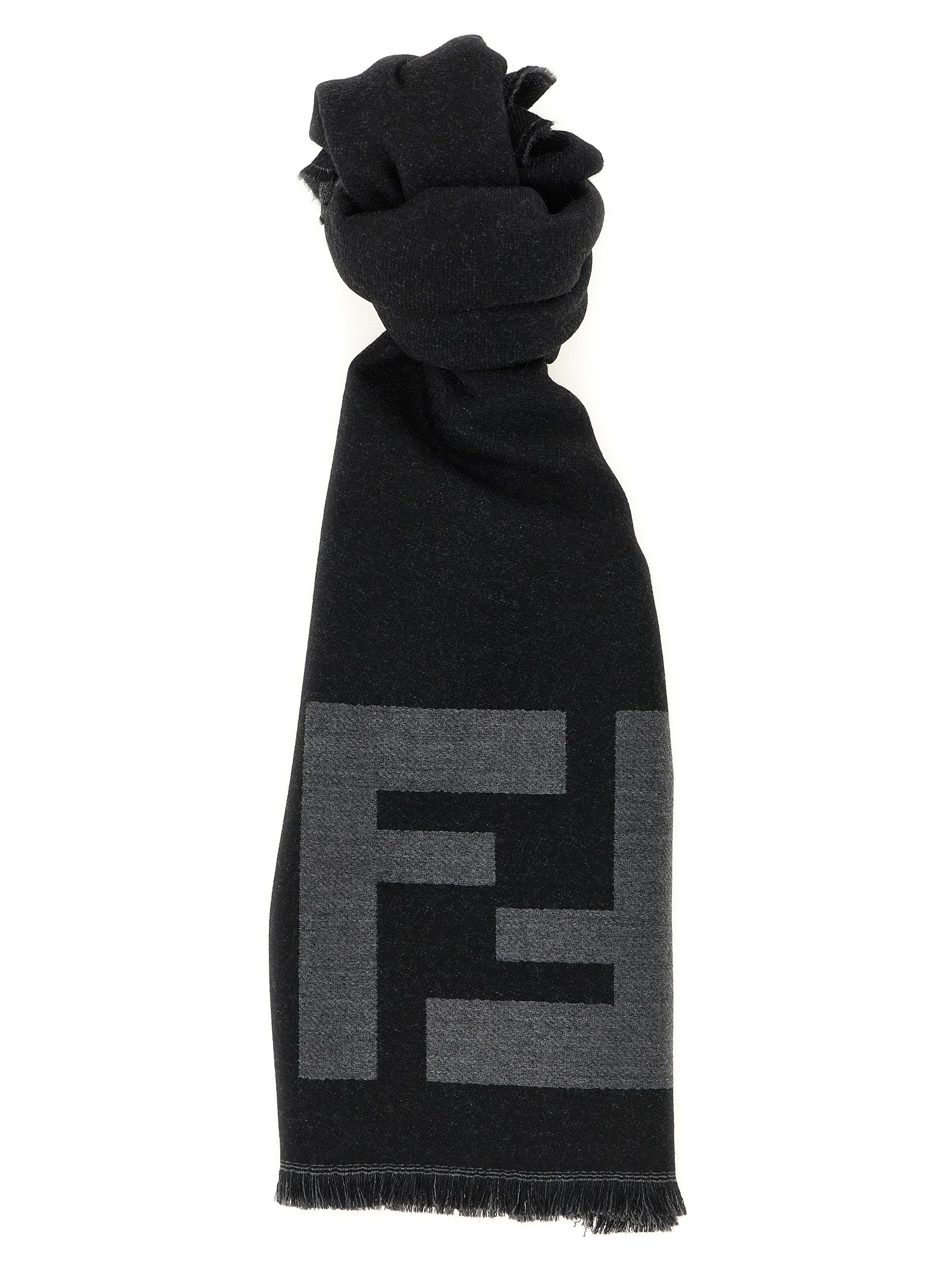 Fendi Schal aus schwarzer Schurwolle