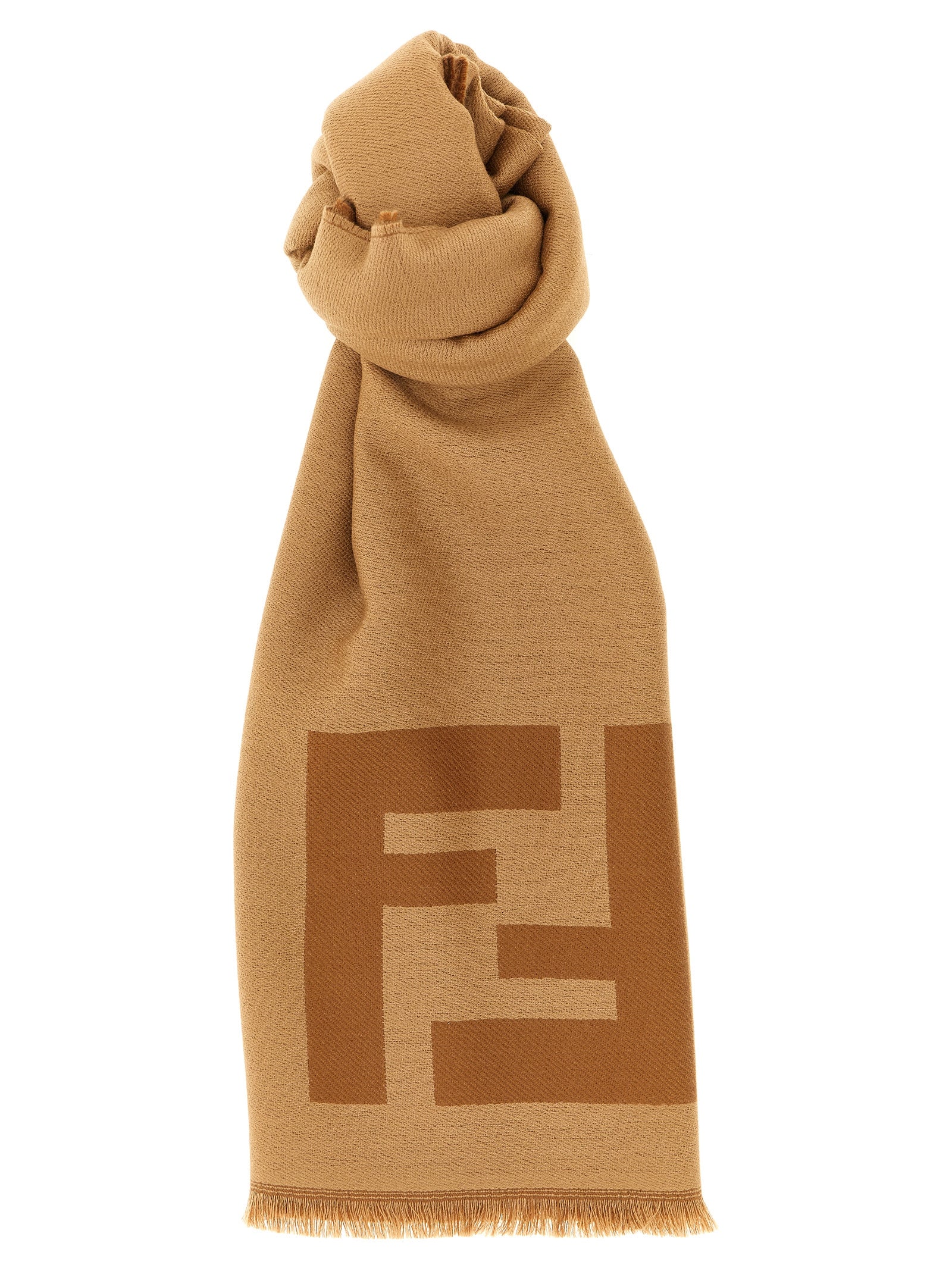 Fendi Brauner Foulard aus reiner Schurwolle