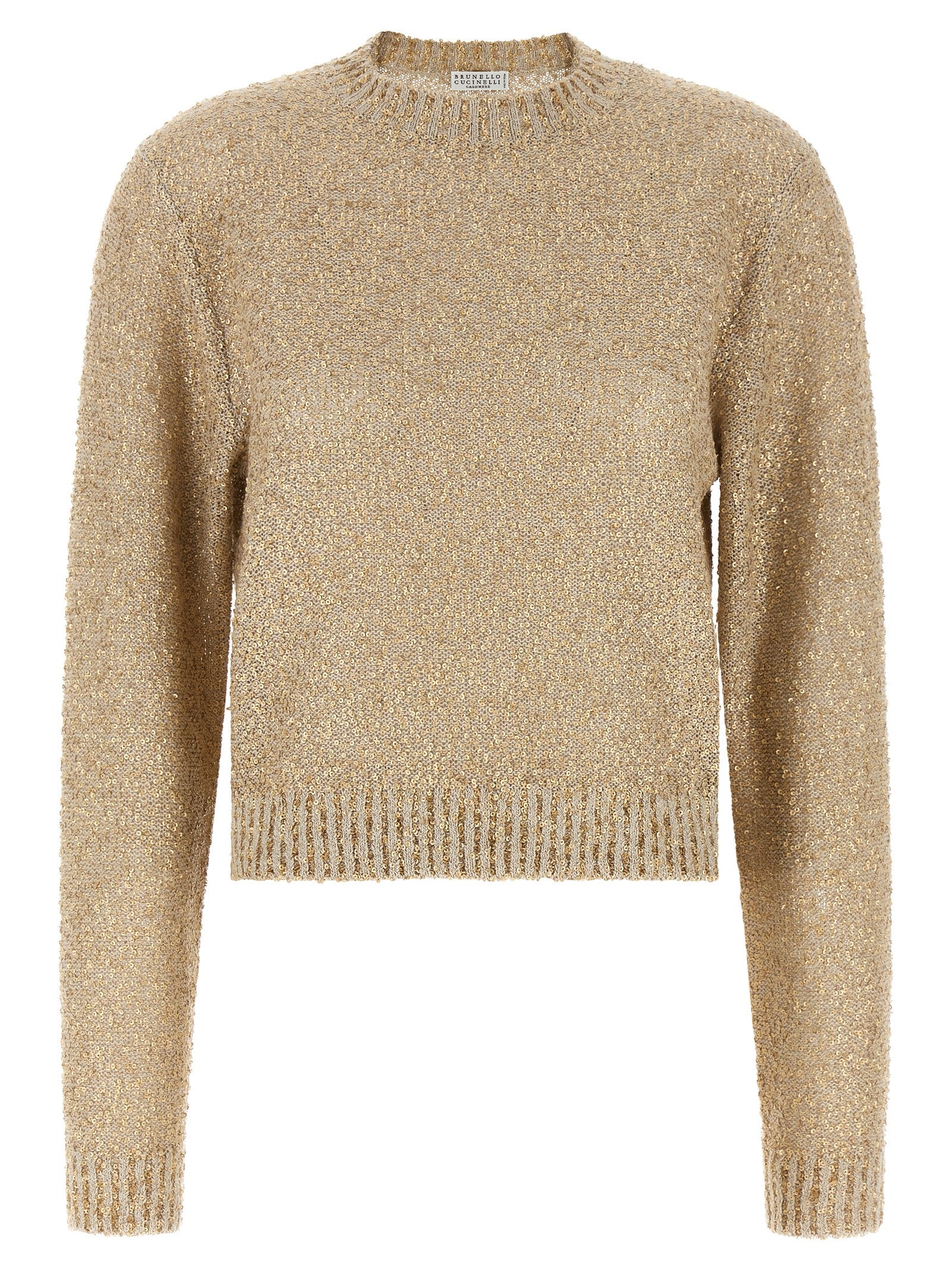 Brunello Cucinelli Gold Leinen-Strickjacke