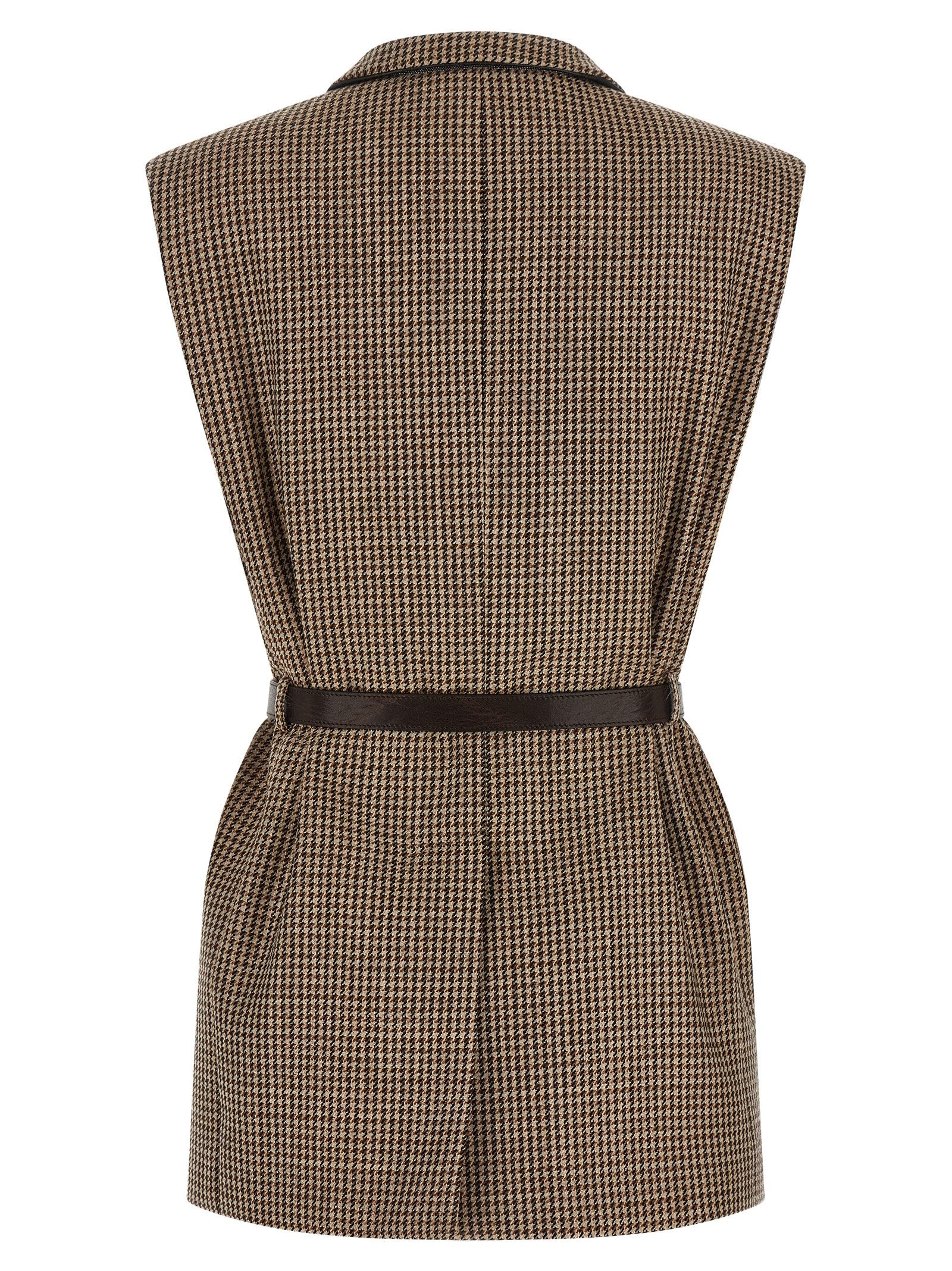 Brunello Cucinelli Ärmellose Weste aus reiner Schurwolle in Beige