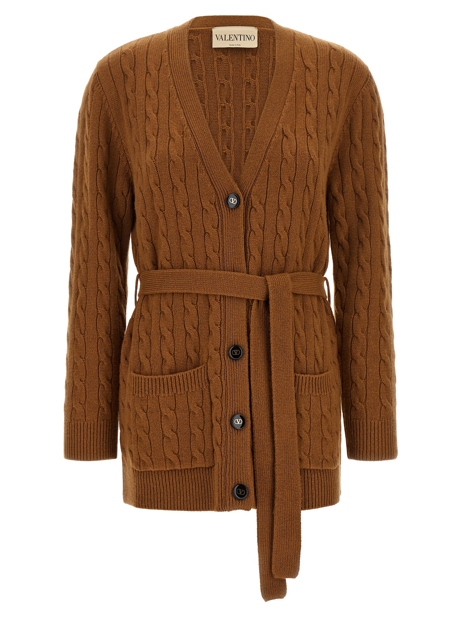 Valentino Garavani Brauner Kaschmir-Strickjacke