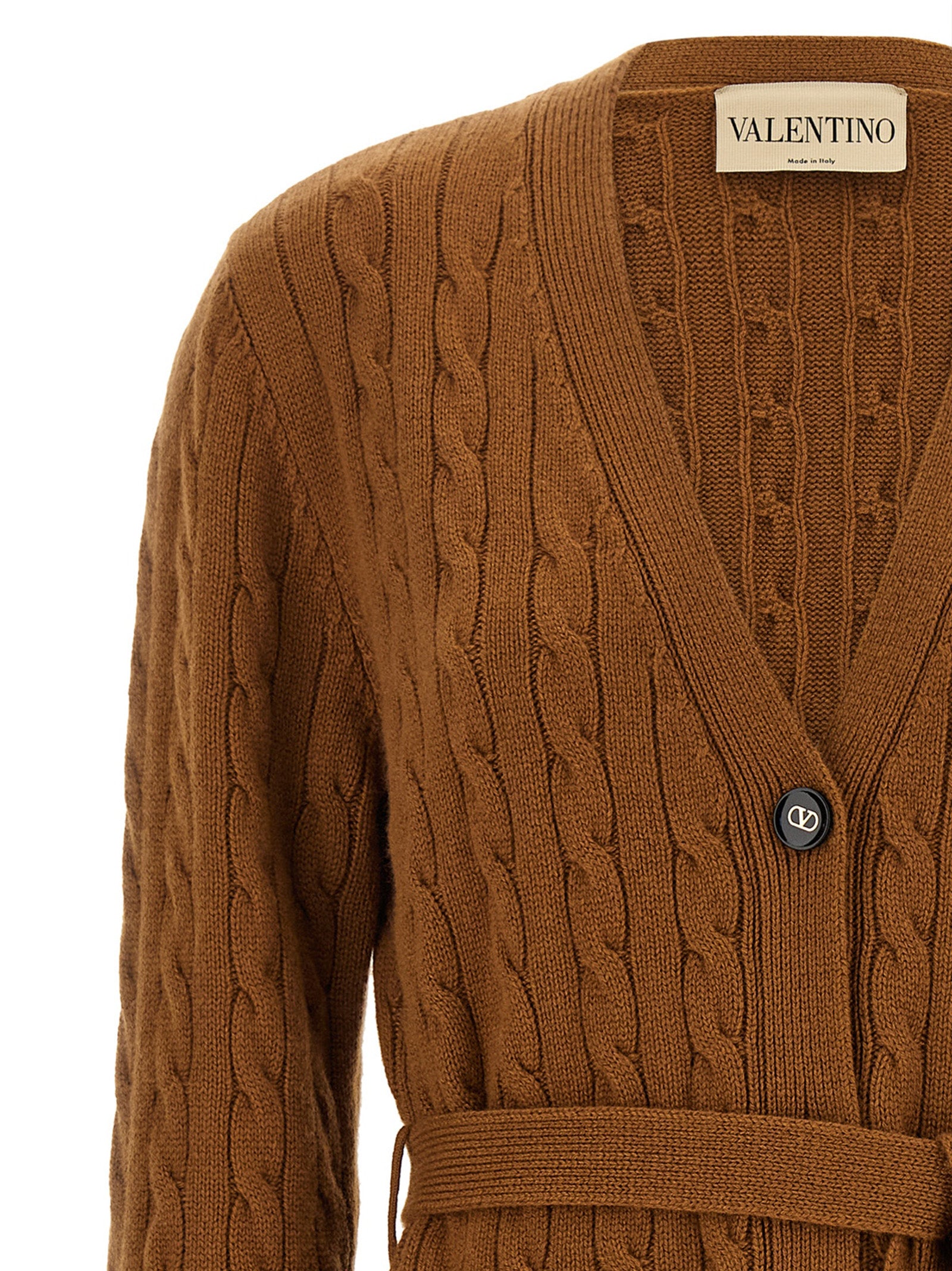 Valentino Garavani Brauner Kaschmir-Strickjacke