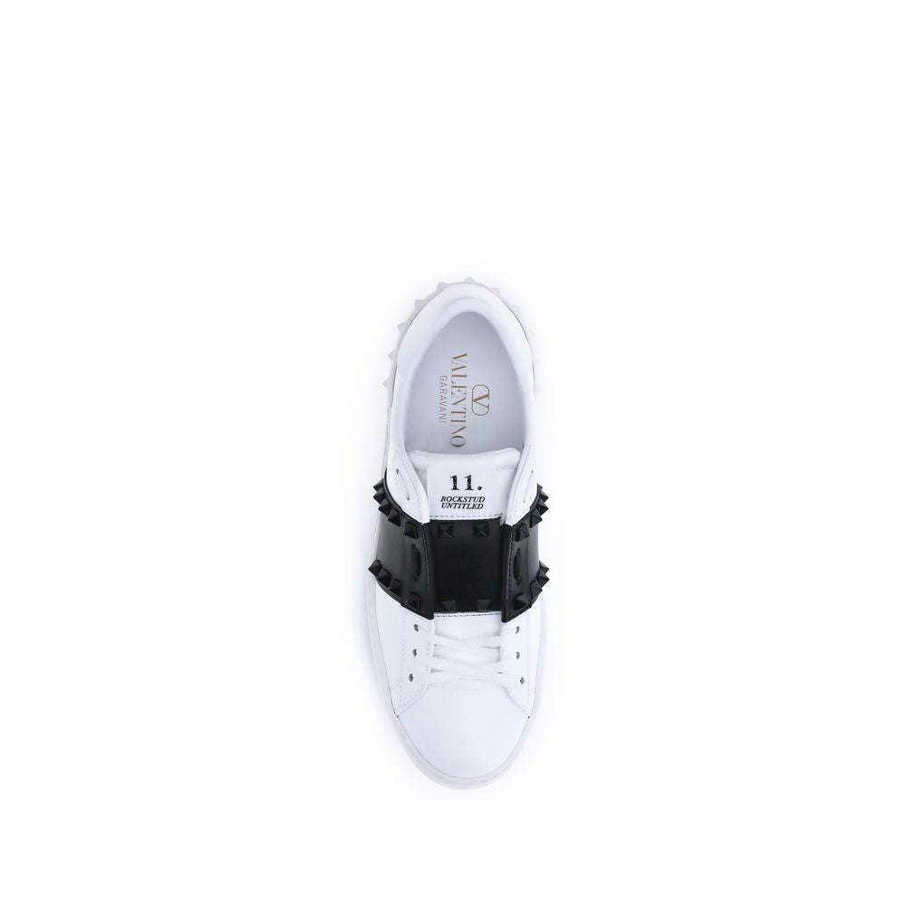 Valentino Garavani Weiße Low-Top-Sneaker aus Kalbsleder Bos Taurus
