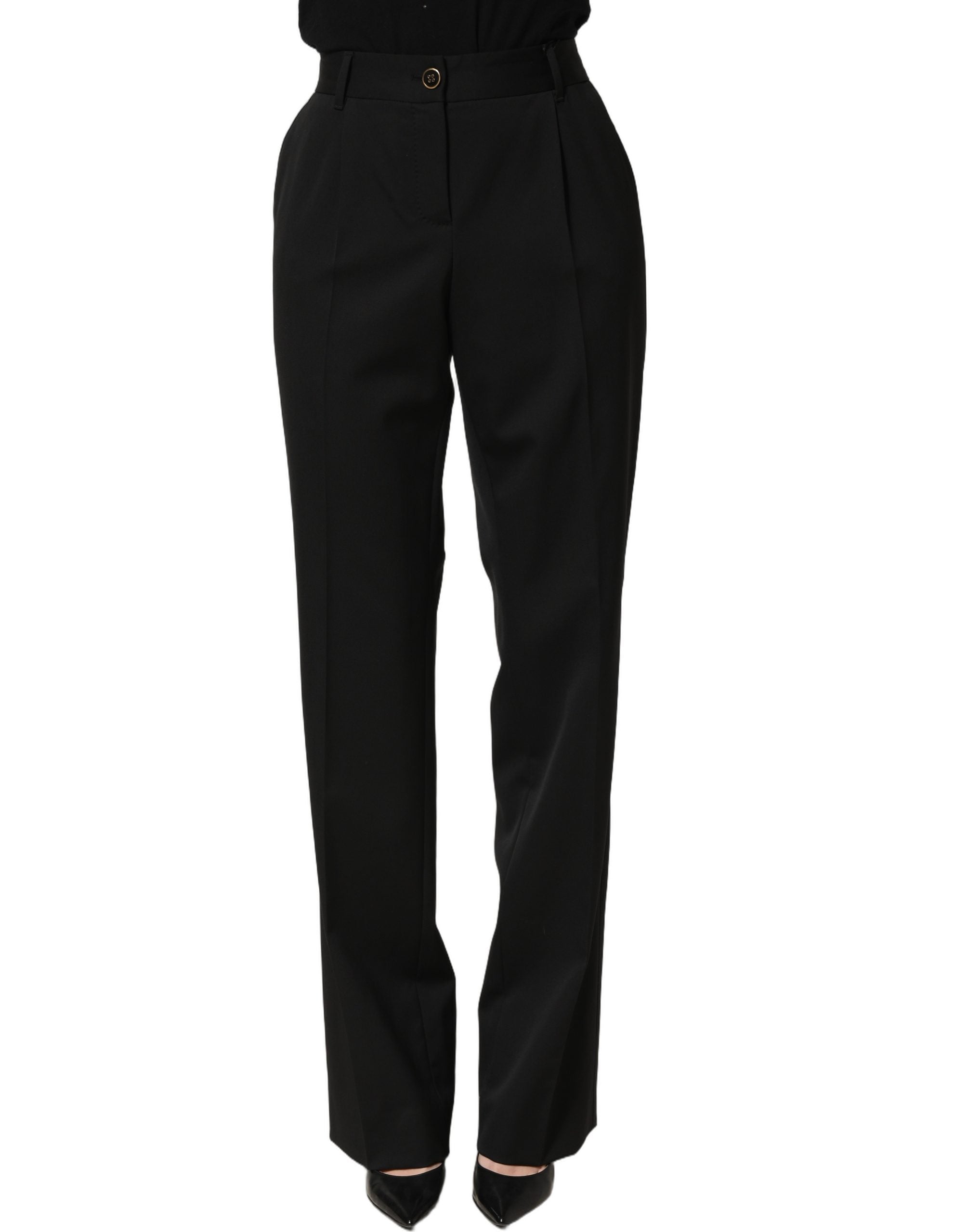 Dolce & Gabbana Schwarze Straight Dress Hose mit hoher Taille