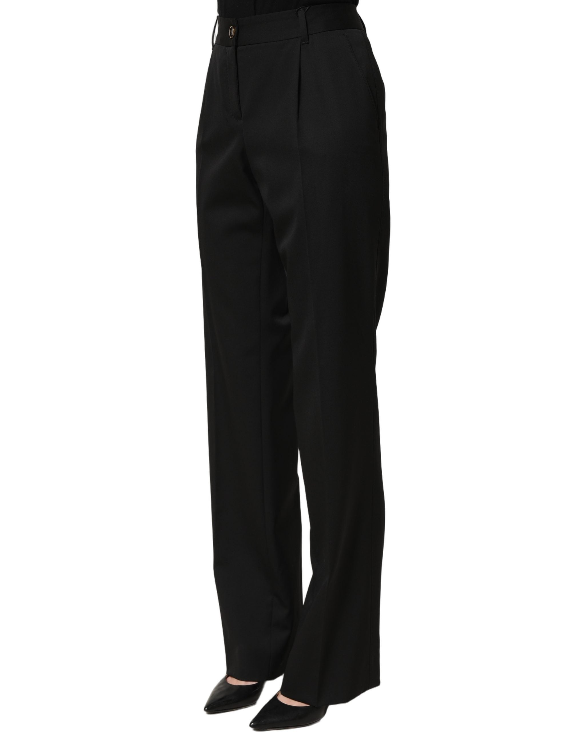 Dolce & Gabbana Schwarze Straight Dress Hose mit hoher Taille