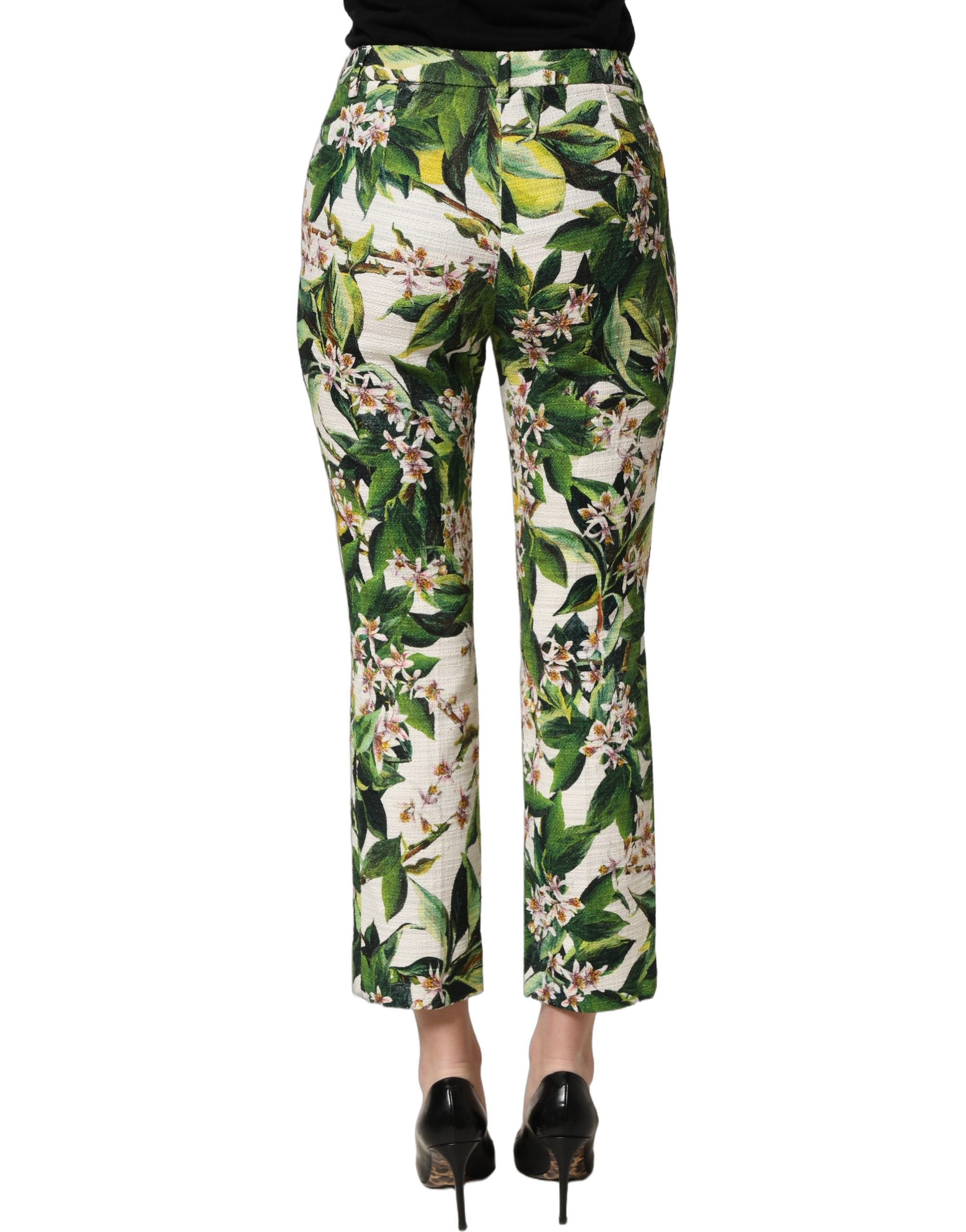 Dolce & Gabbana Weiße Cropped Hose mit Blumenprint