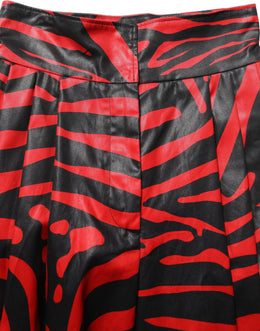 Dolce & Gabbana Rote und schwarze Zebra-Print-Hose aus Baumwolle mit hoher Taille