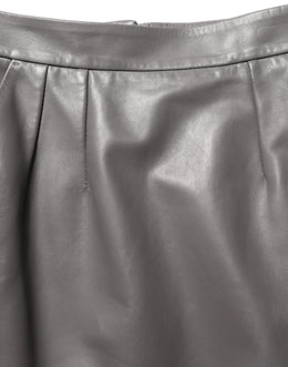 Dolce & Gabbana Grauer Bleistiftrock aus Leder mit hoher Taille und Midi-Länge