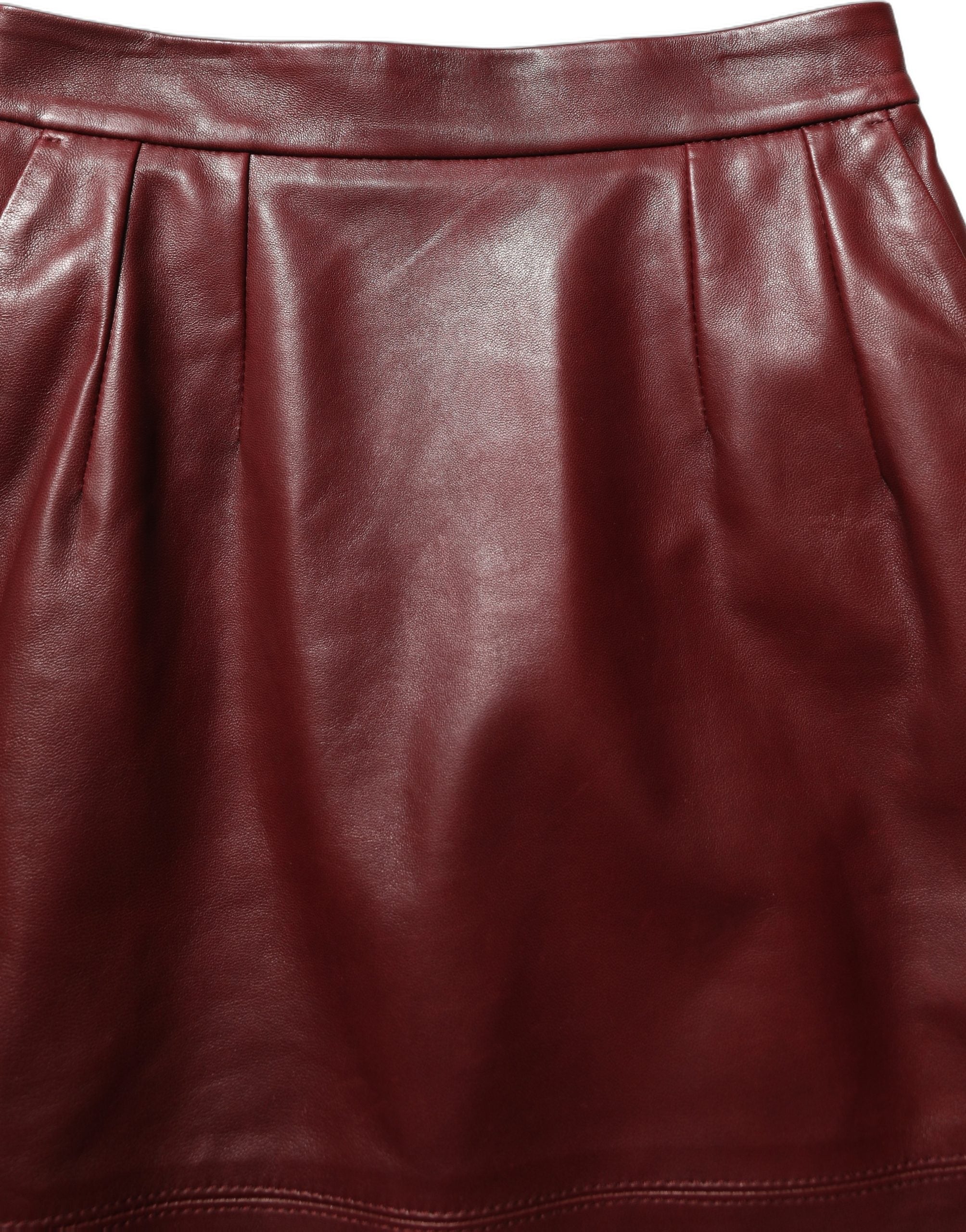 Dolce & Gabbana Bleistift-Midi-Rock aus burgunderfarbenem Leder mit hoher Taille
