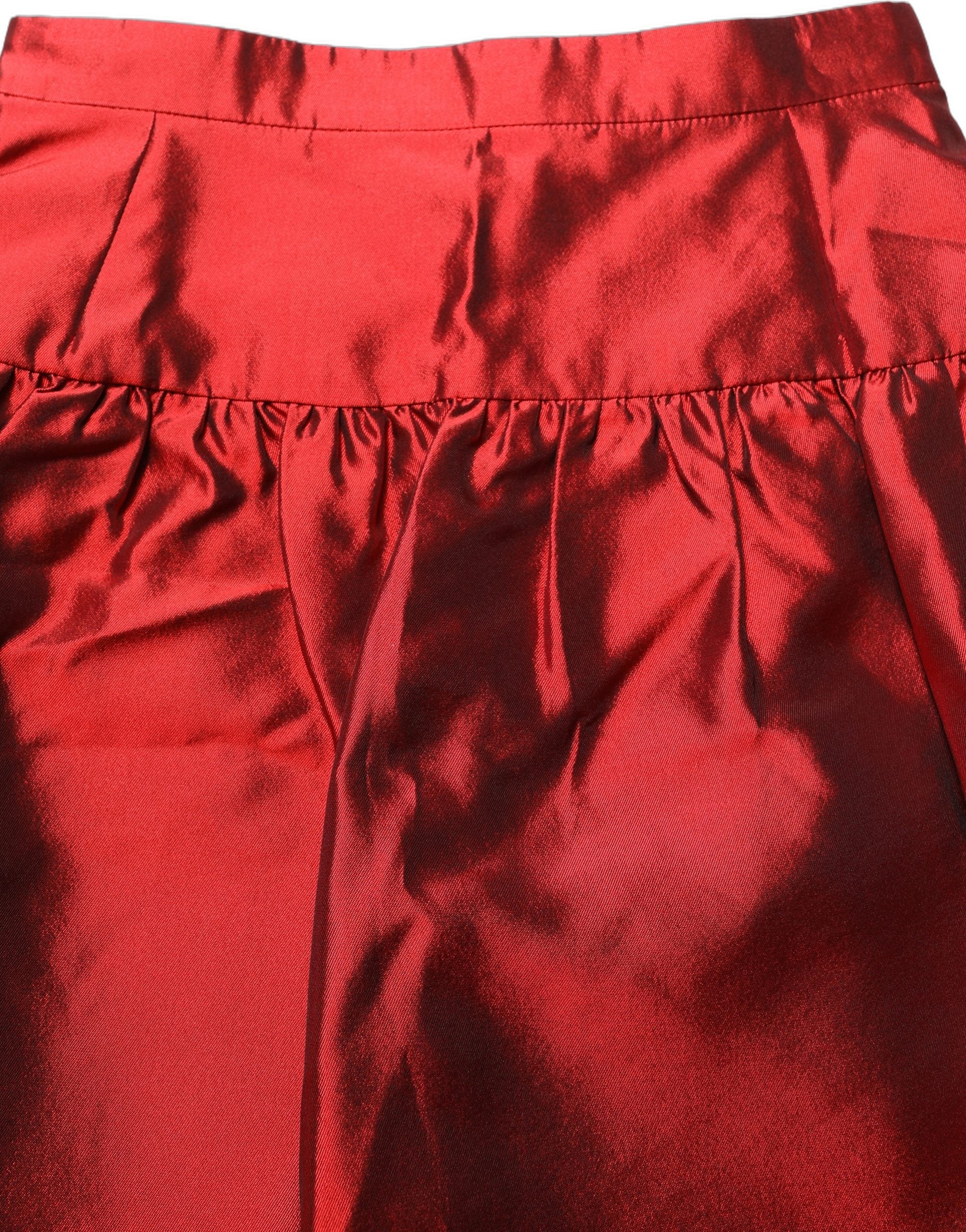 Dolce & Gabbana Roter Seiden-Satin-Minirock mit Ballon-Silhouette und hoher Taille