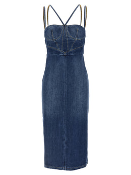 Nensi Dojaka Blaues Baumwoll-Midikleid