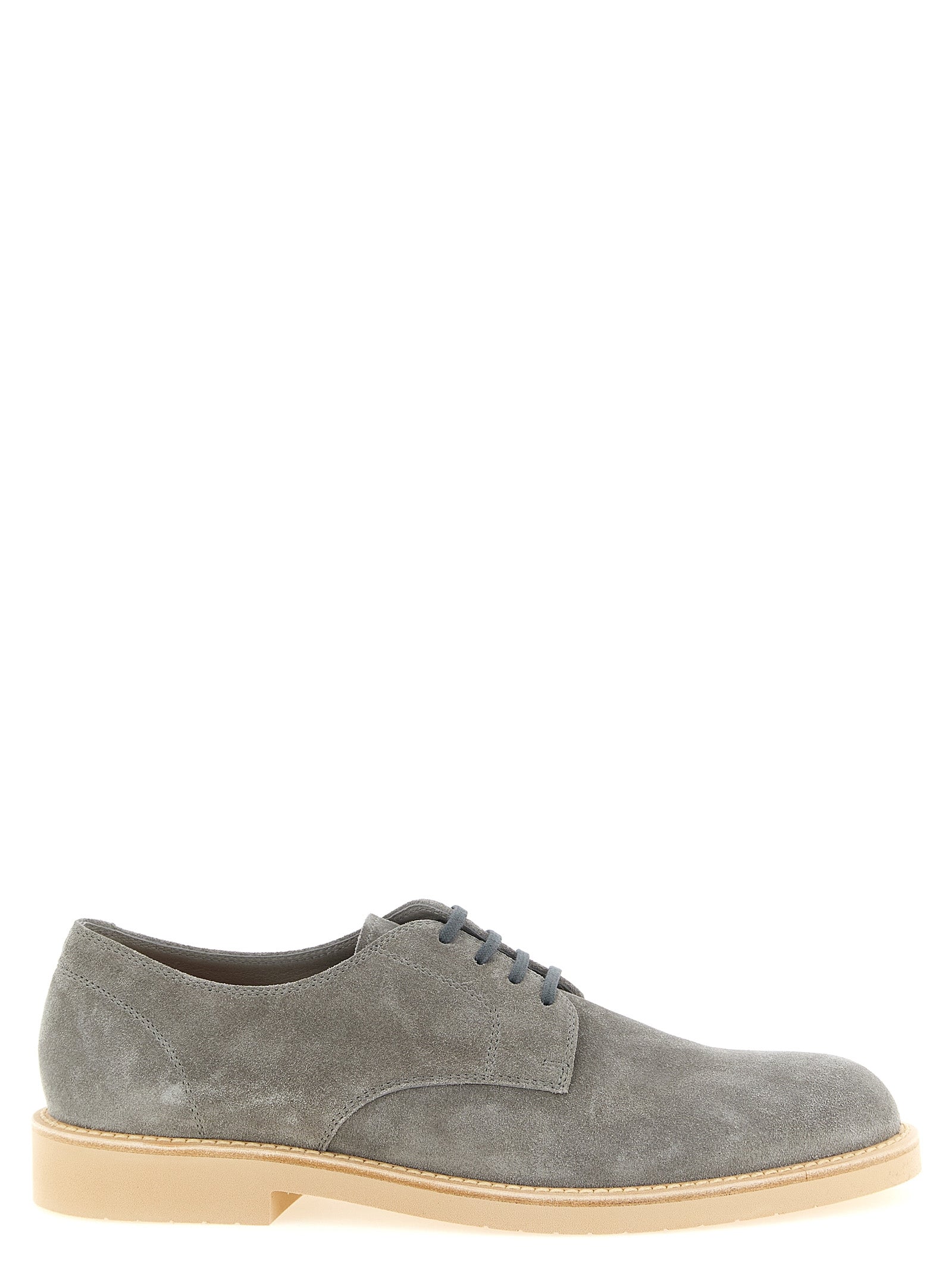 Brunello Cucinelli Graue Leder Oxford- und Derby-Schuhe