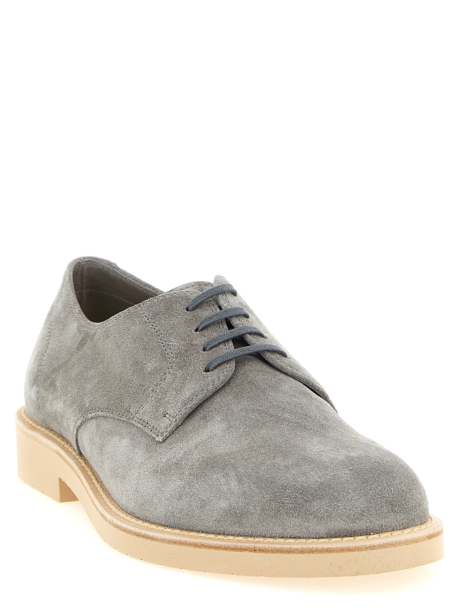 Brunello Cucinelli Graue Leder Oxford- und Derby-Schuhe