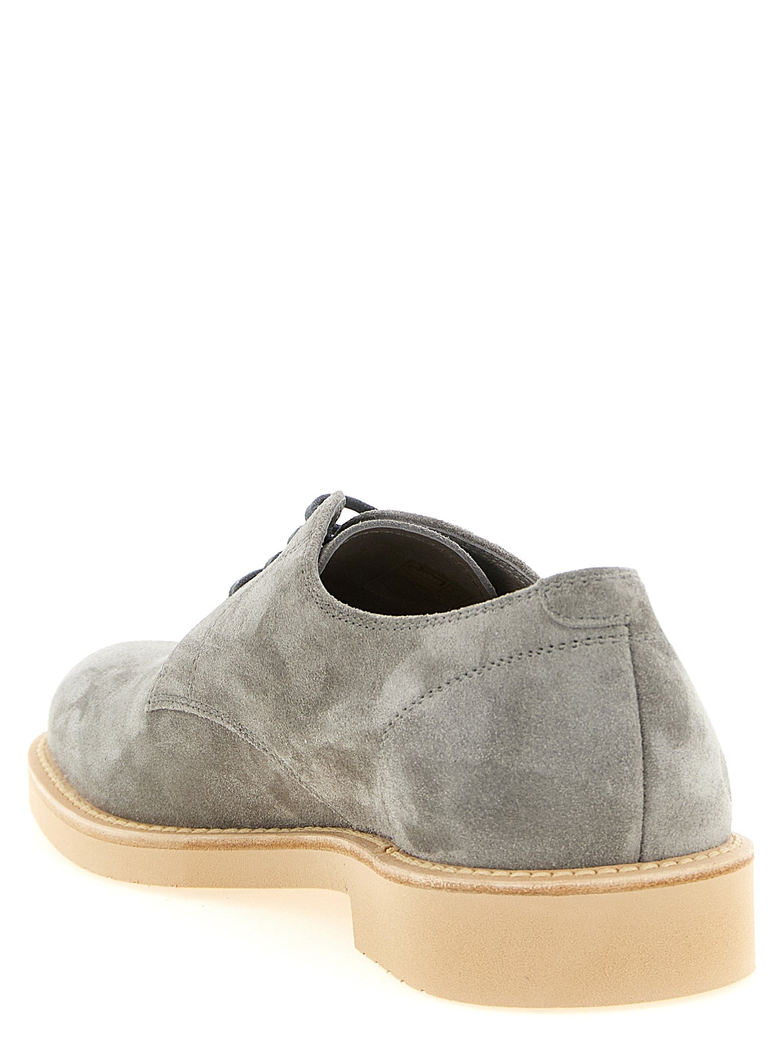 Brunello Cucinelli Graue Leder Oxford- und Derby-Schuhe