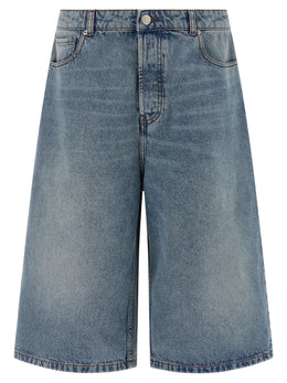 Ami Paris Blaue Baumwoll-Bermudashorts