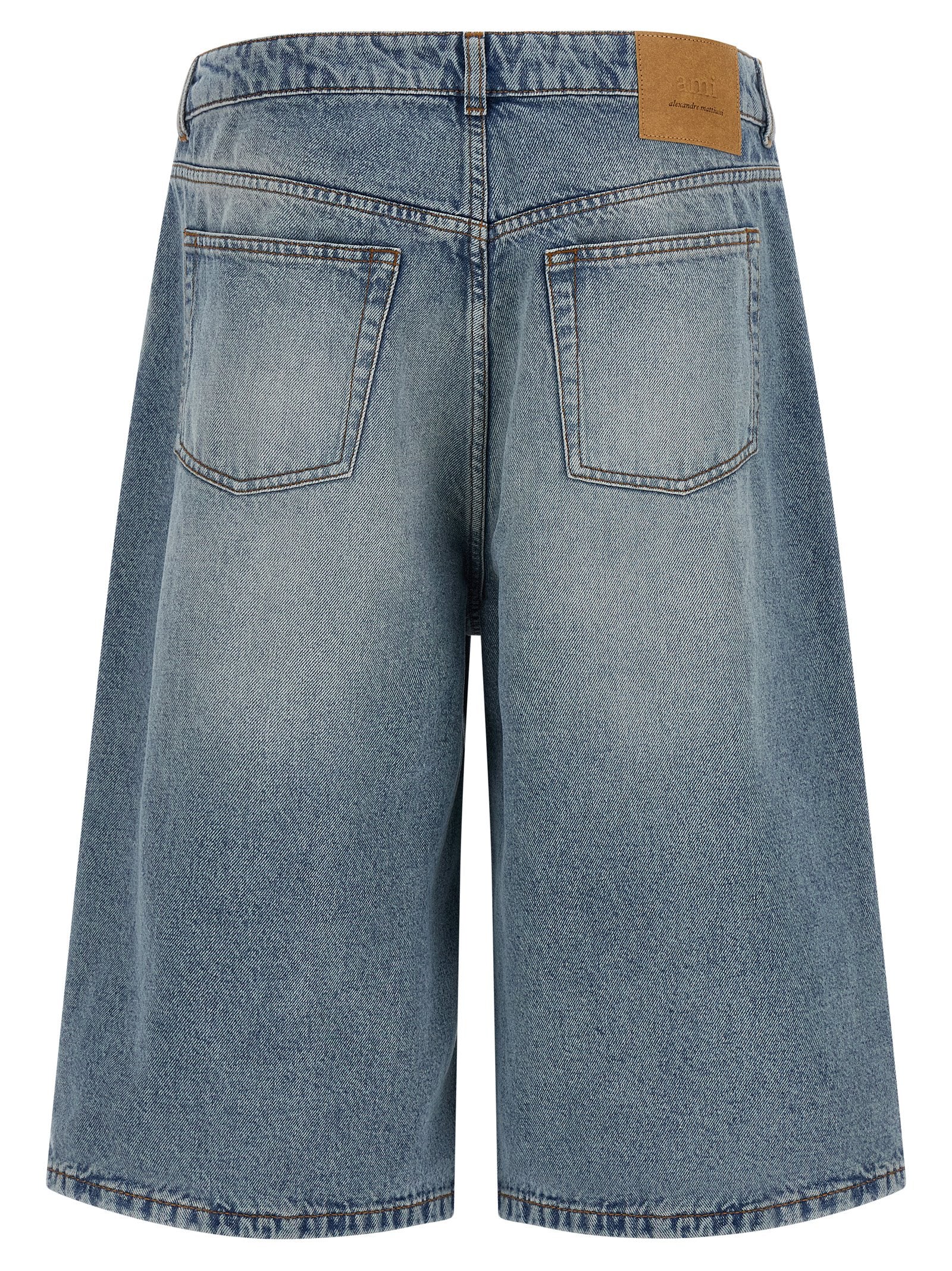 Ami Paris Blaue Baumwoll-Bermudashorts