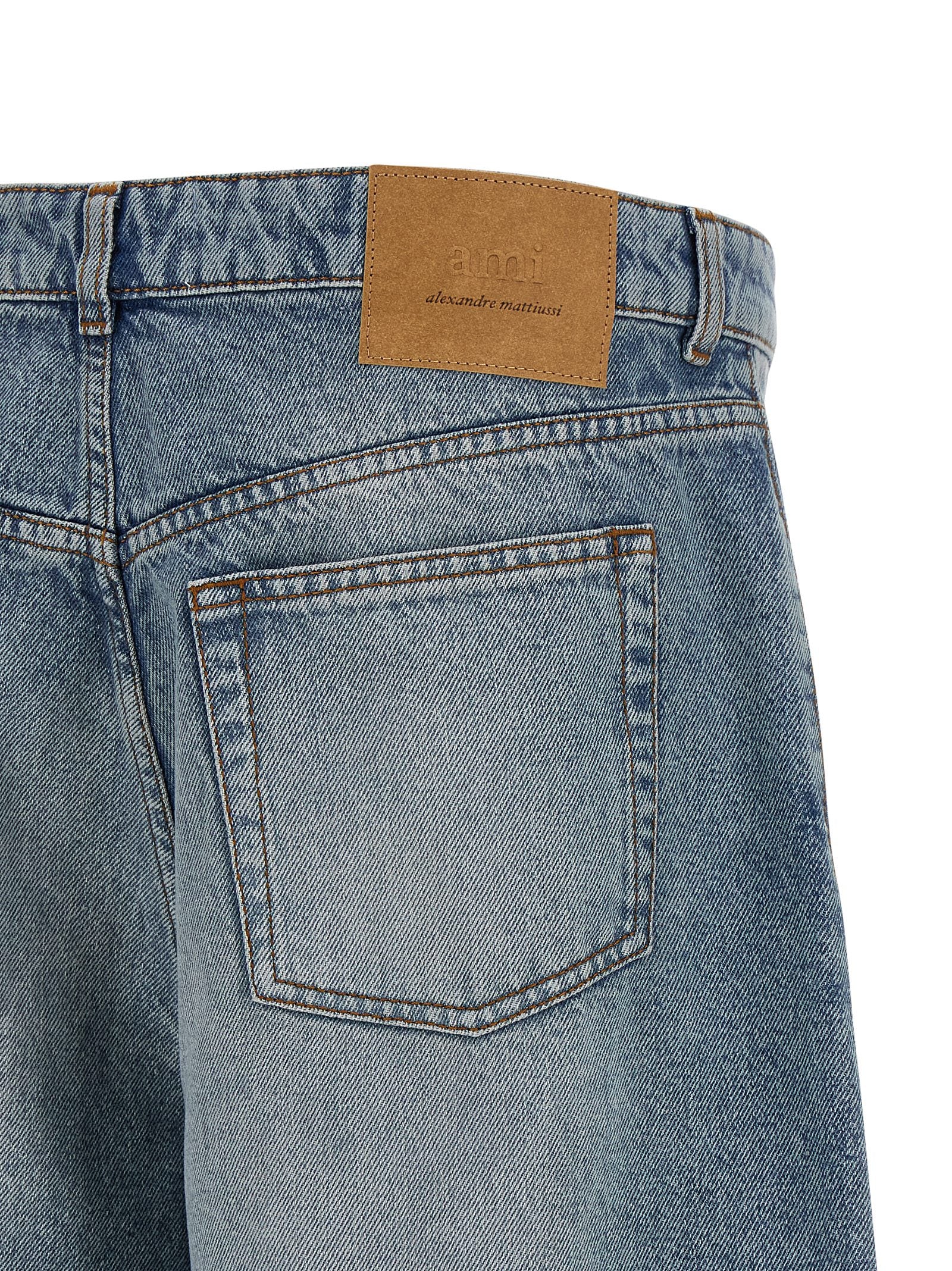 Ami Paris Blaue Baumwoll-Bermudashorts
