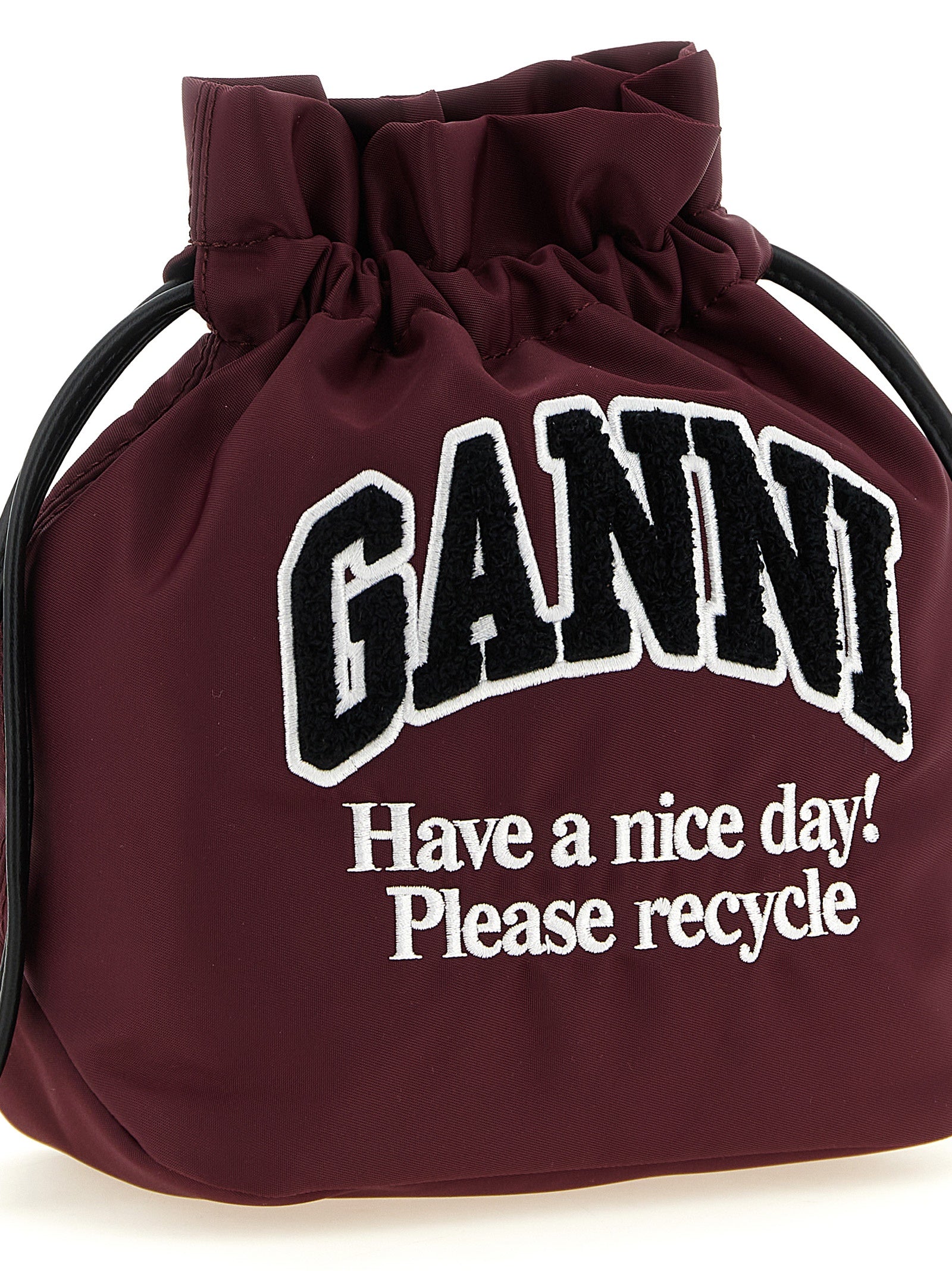 Ganni Clutch Bag aus recyceltem Polyamid in Bordeaux