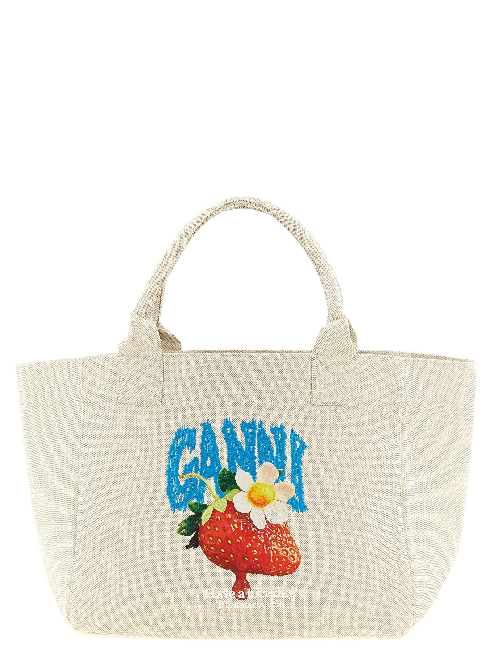 Ganni Beige Shopper aus recycelter Baumwolle