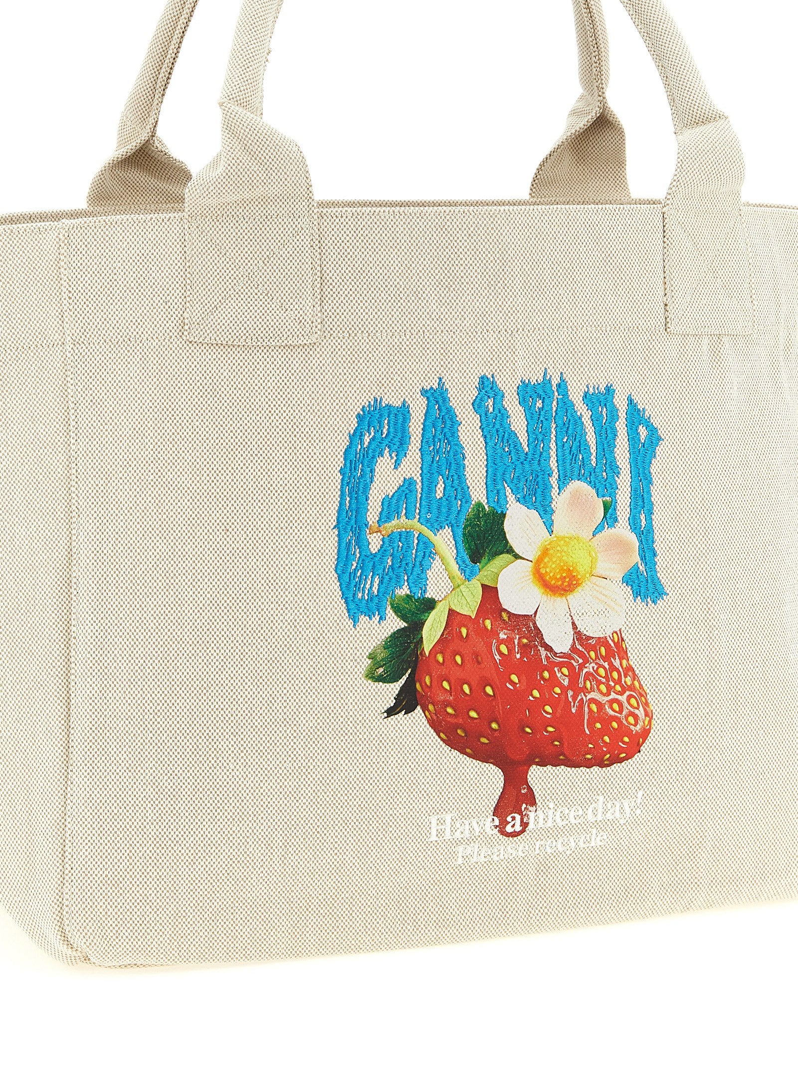 Ganni Beige Shopper aus recycelter Baumwolle