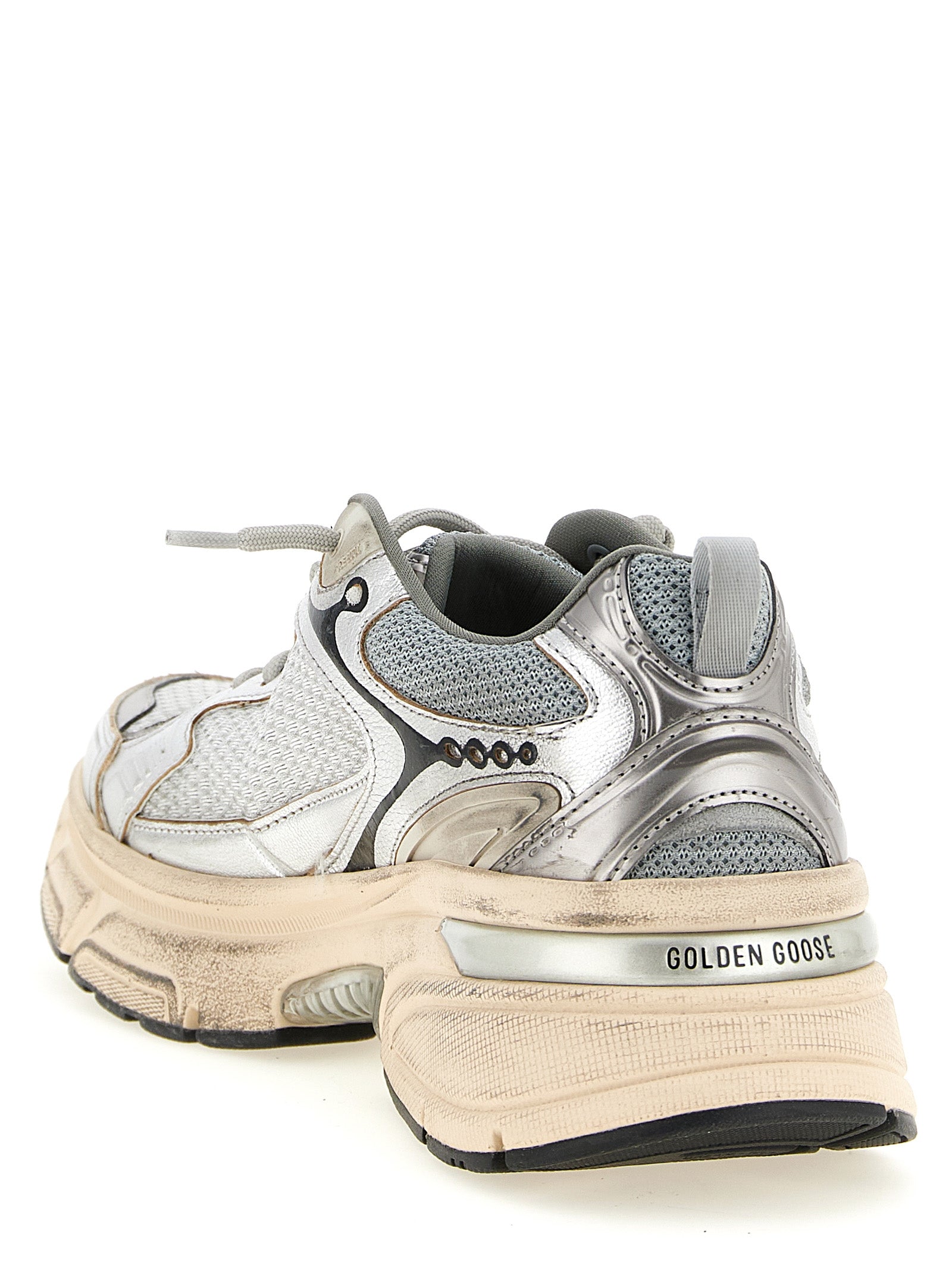 Golden Goose Silberne Leder Chunky Sneaker