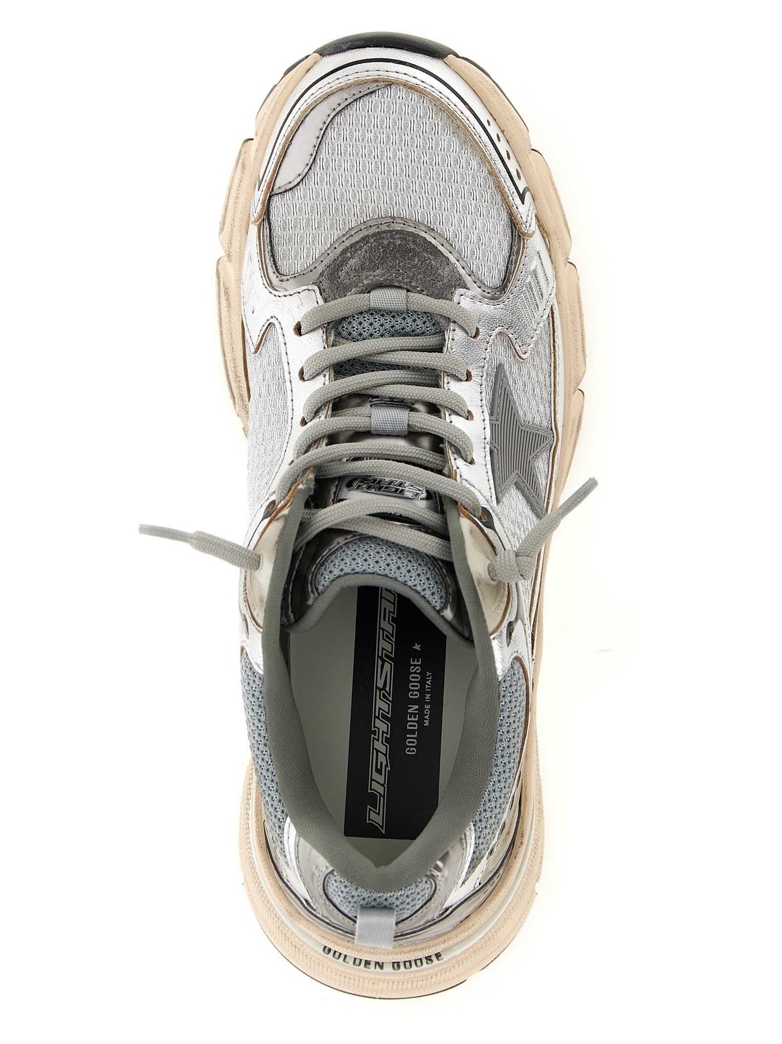 Golden Goose Silberne Leder Chunky Sneaker