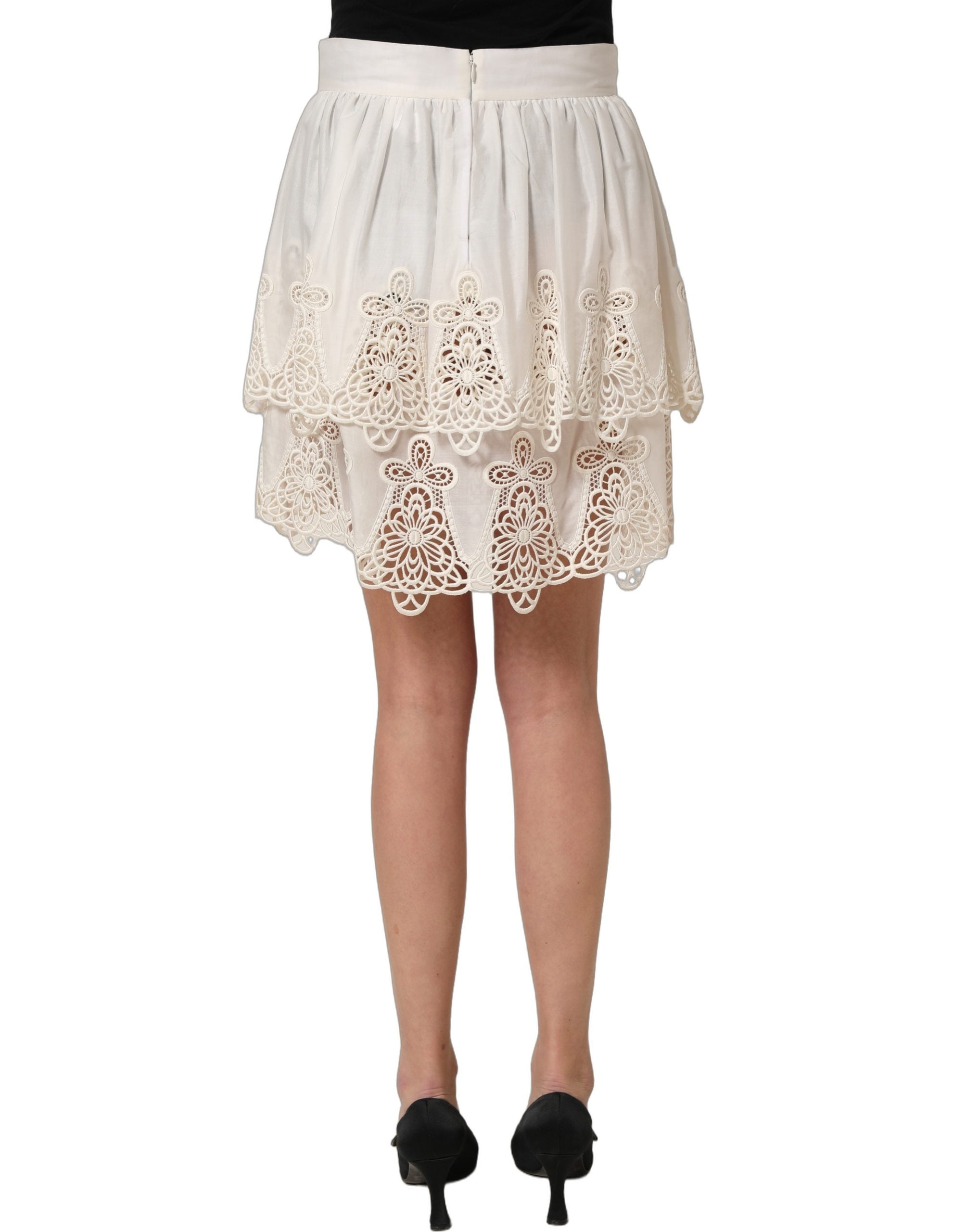 Dolce & Gabbana Weißrock mit Blumenstickerei, A-Linie, Mini