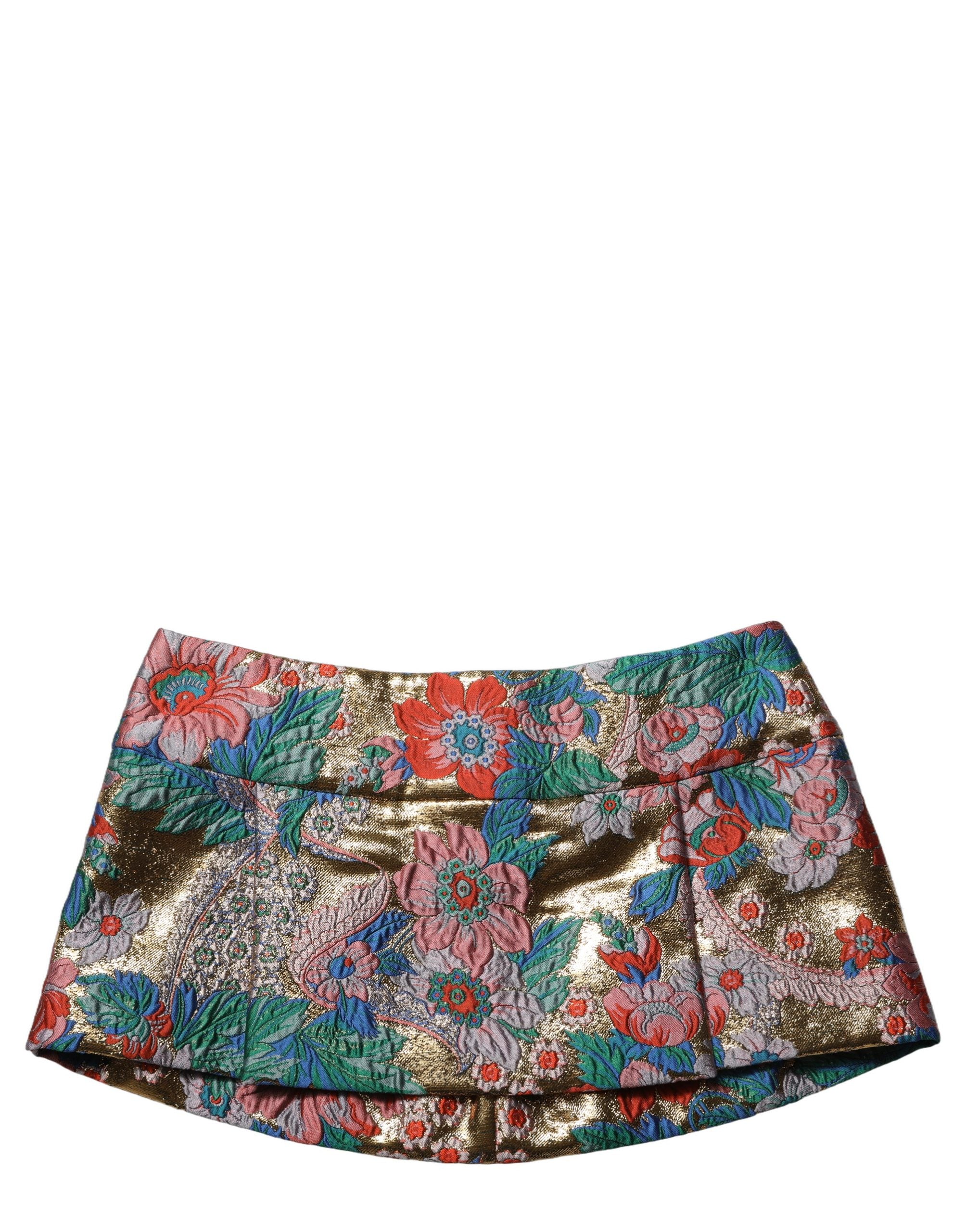 Dolce & Gabbana Minirock aus mehrfarbigem Blumen-Jacquard mit mittlerer Taille