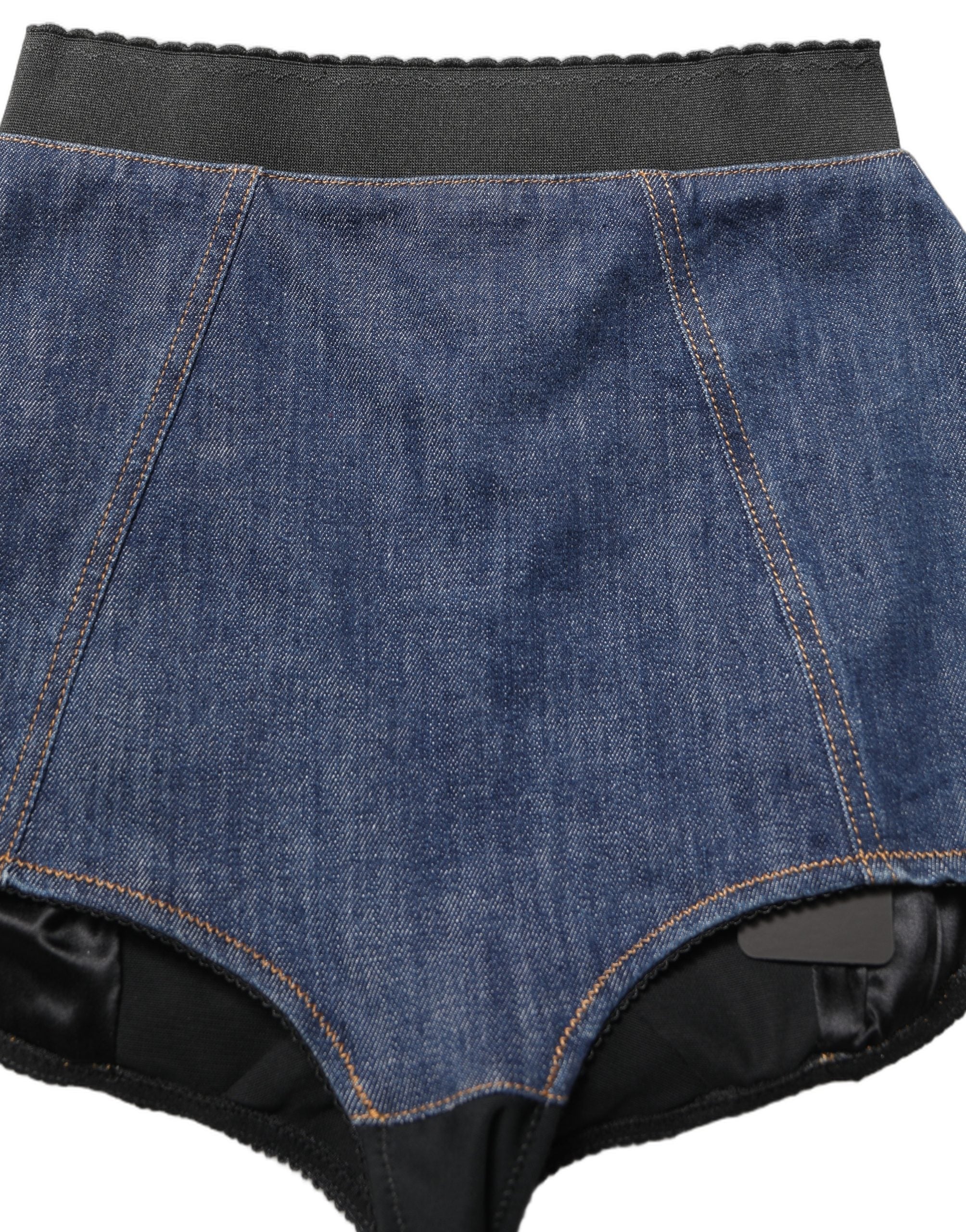 Dolce & Gabbana Blaue High-Waist-Denim-Hotpants aus Baumwolle