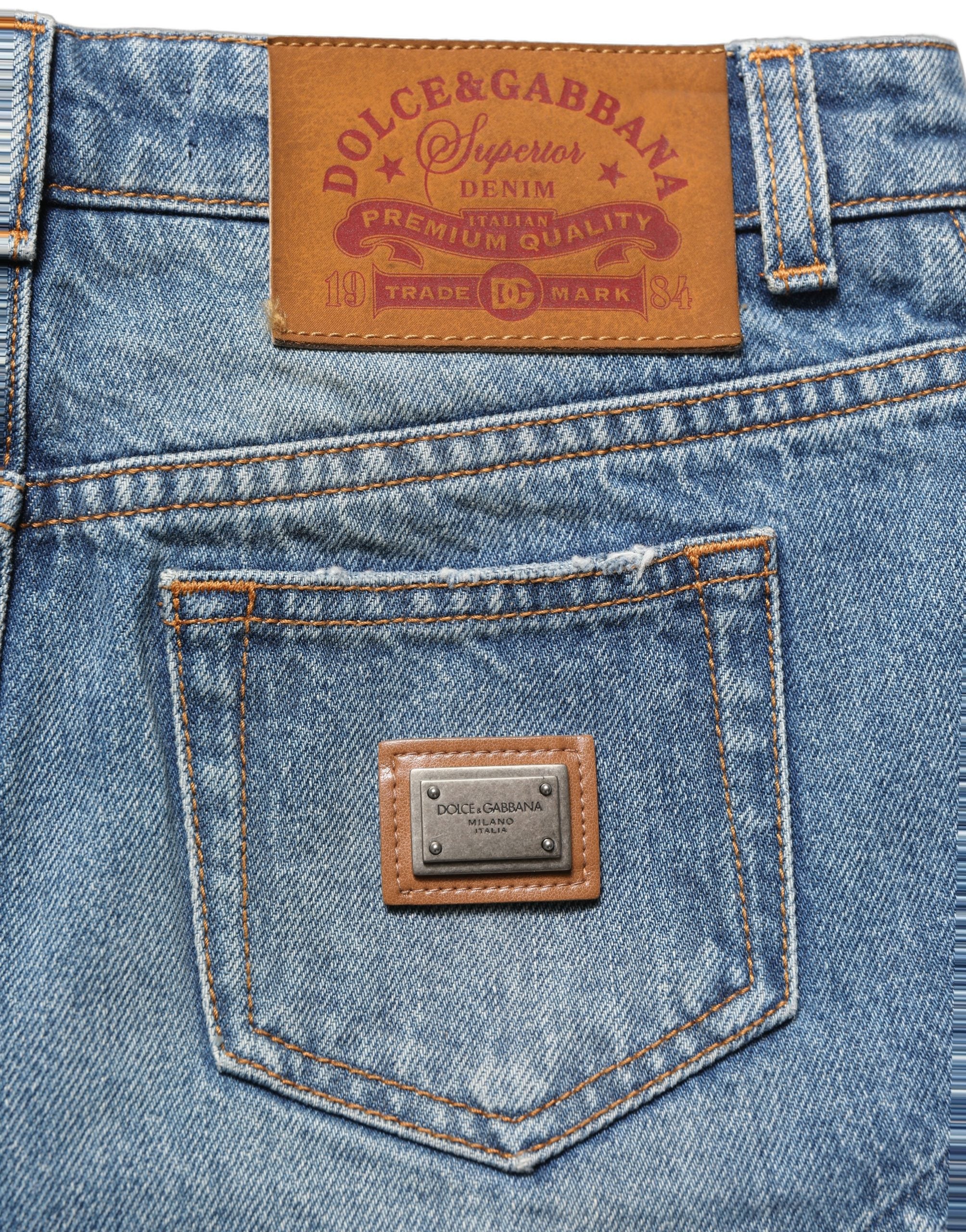 Dolce & Gabbana Blaue High-Waist-Denim-Hotpants aus Baumwolle