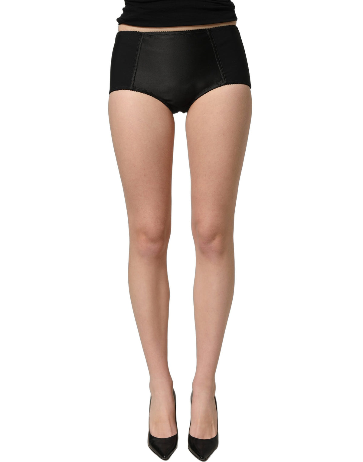 Dolce & Gabbana Schwarze Low-Waist-Culotte-Hotpants aus Satin