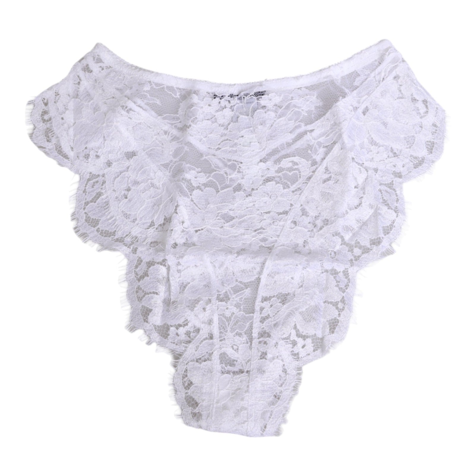 Dolce & Gabbana Weiße Panty mit floraler Spitze, tiefem Bund