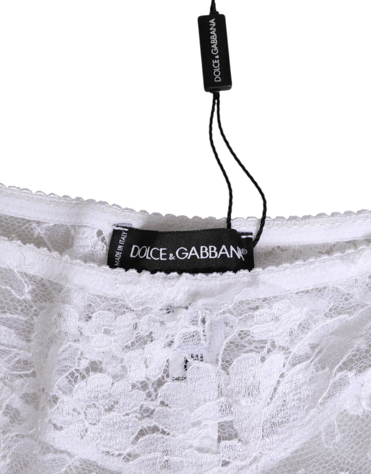 Dolce & Gabbana Weiße Panty mit floraler Spitze, tiefem Bund