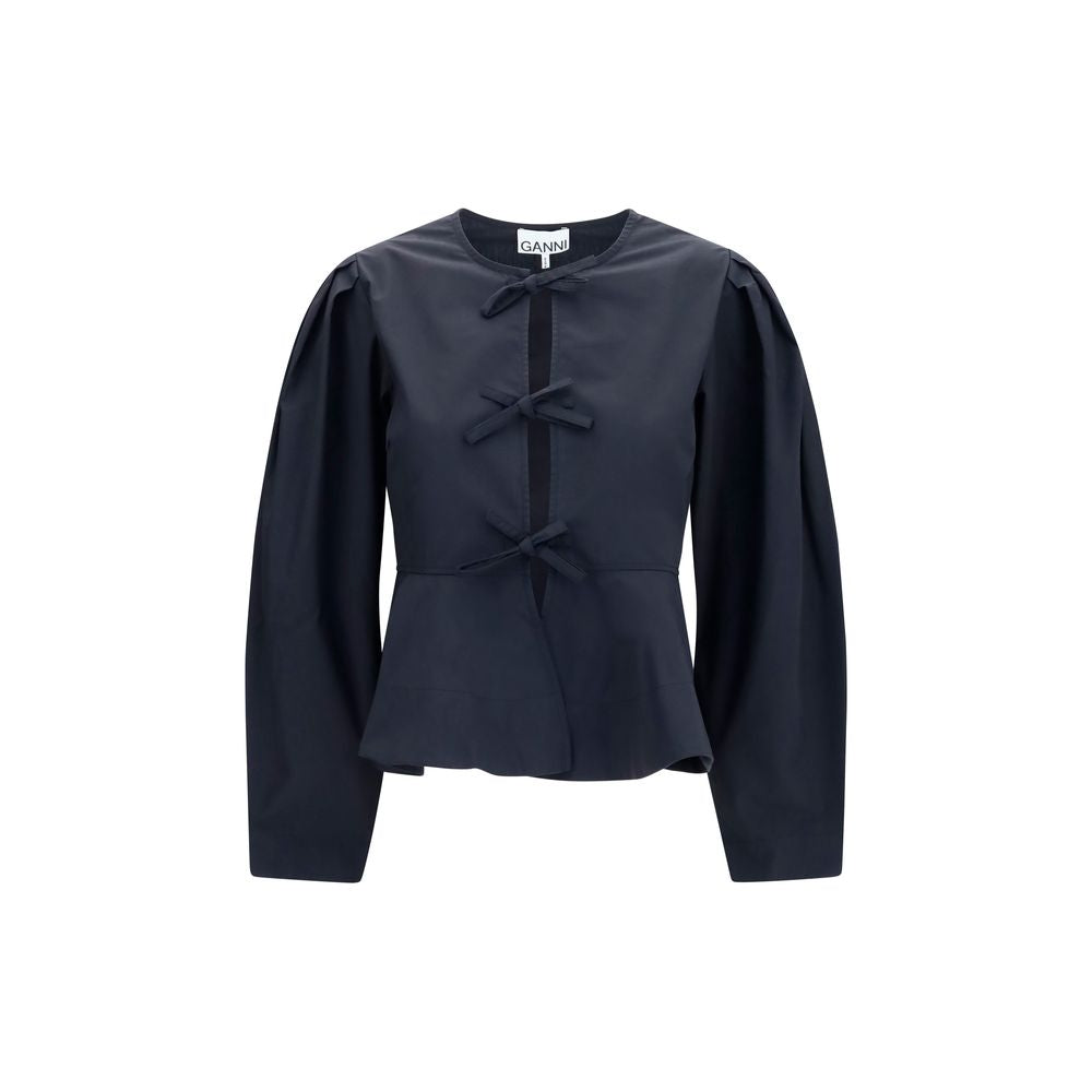 Ganni Schwarze Baumwollbluse