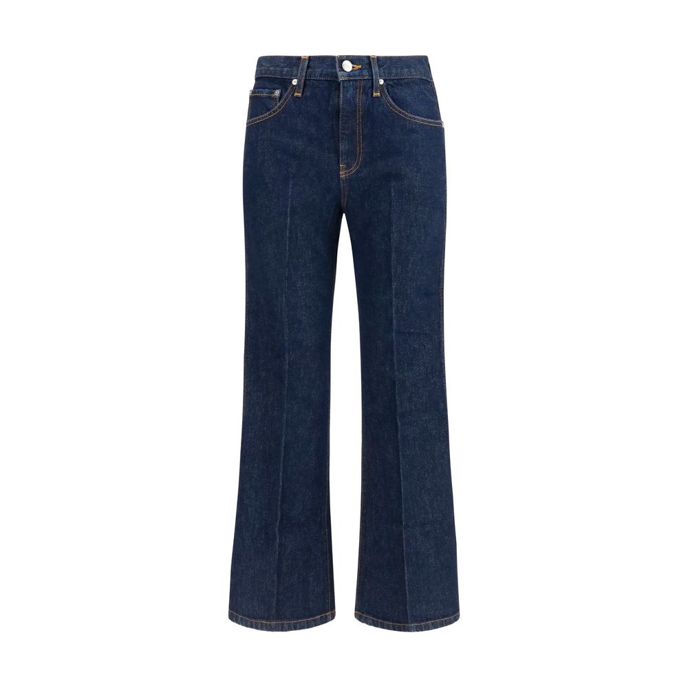 Khaite Blaue Baumwoll-Jeans mit ausgestelltem Bein
