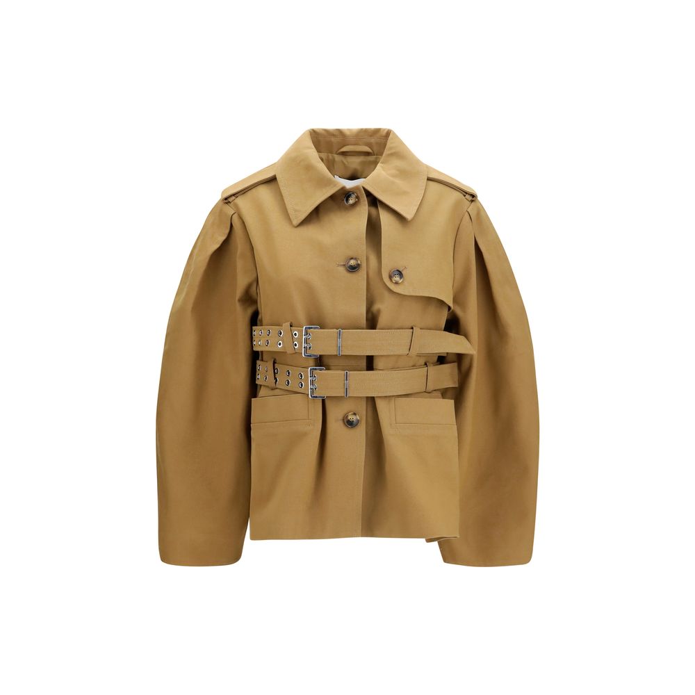 Ganni Beige Baumwolljacke in voller Länge