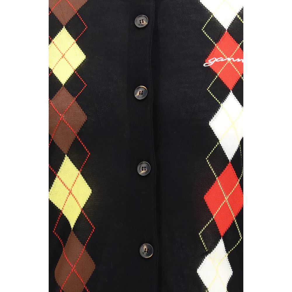 Ganni Schwarzer Baumwollcardigan