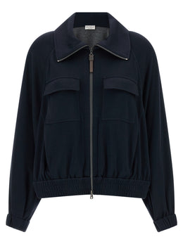 Brunello Cucinelli Blauer Baumwoll-Bomber