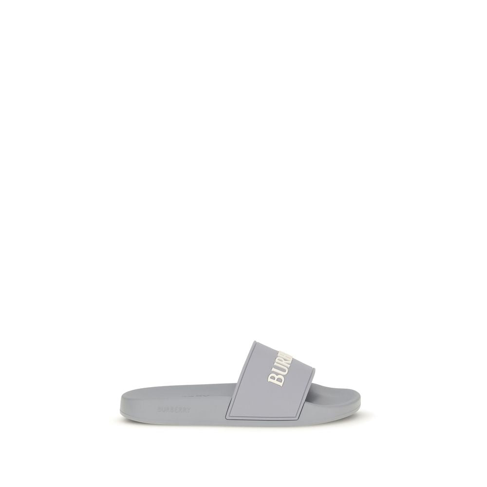 Burberry Graue Gummipantoletten