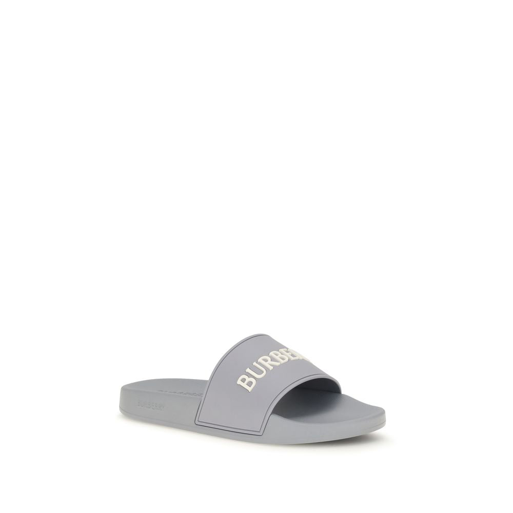 Burberry Graue Gummipantoletten