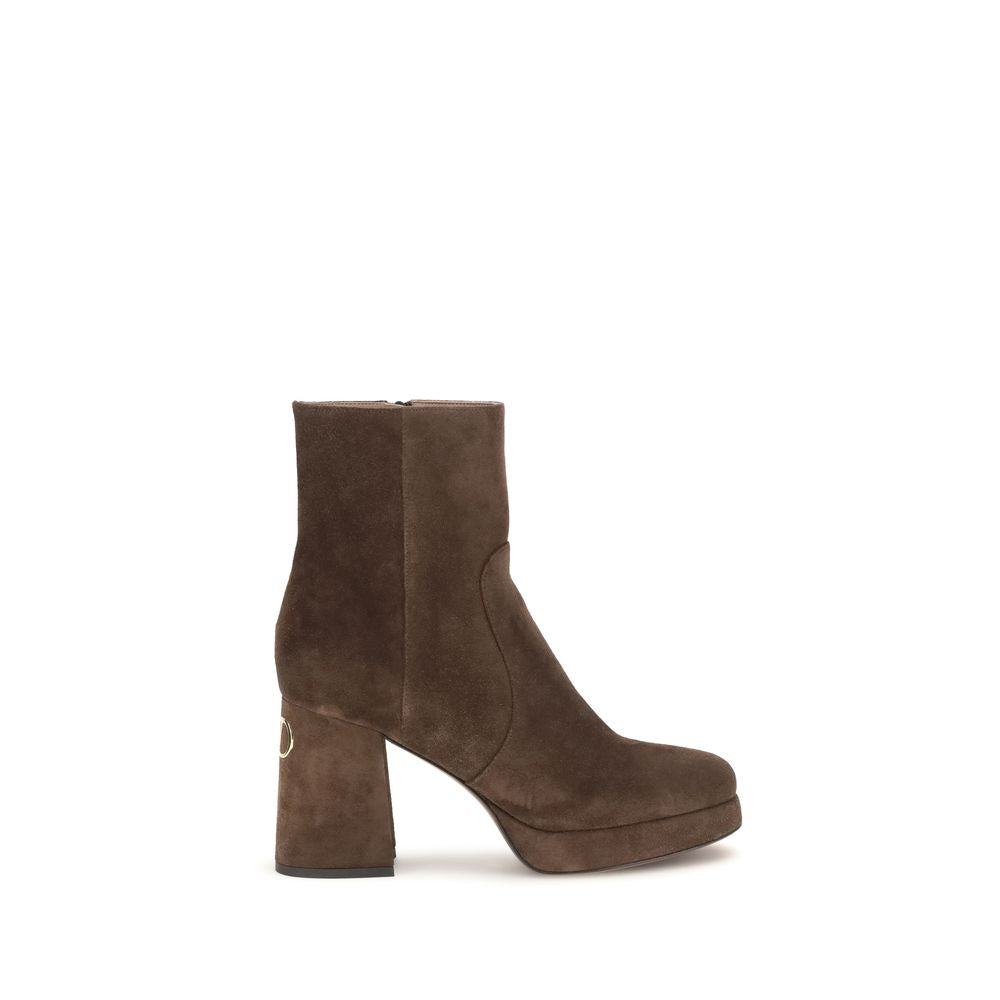 Valentino Garavani Braune Ankle Boots aus Kalbsleder Bos Taurus