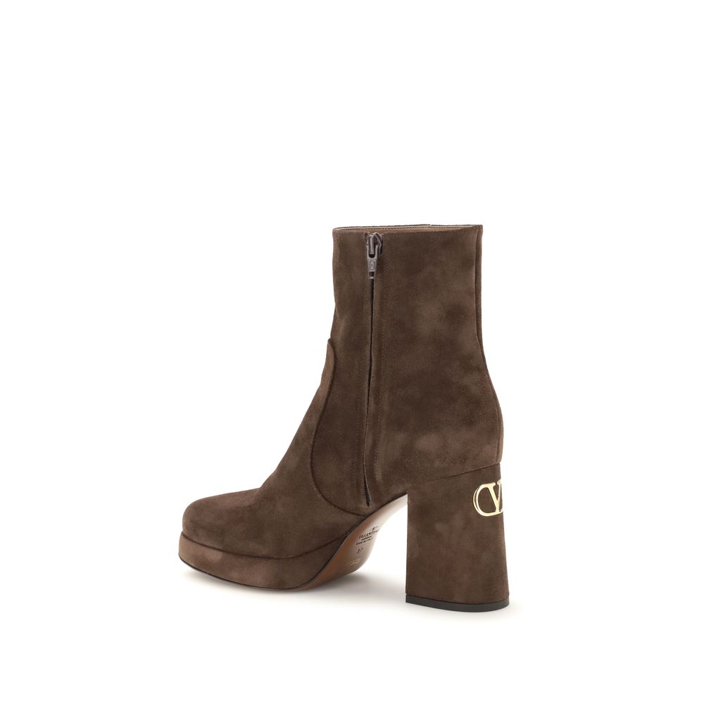 Valentino Garavani Braune Ankle Boots aus Kalbsleder Bos Taurus