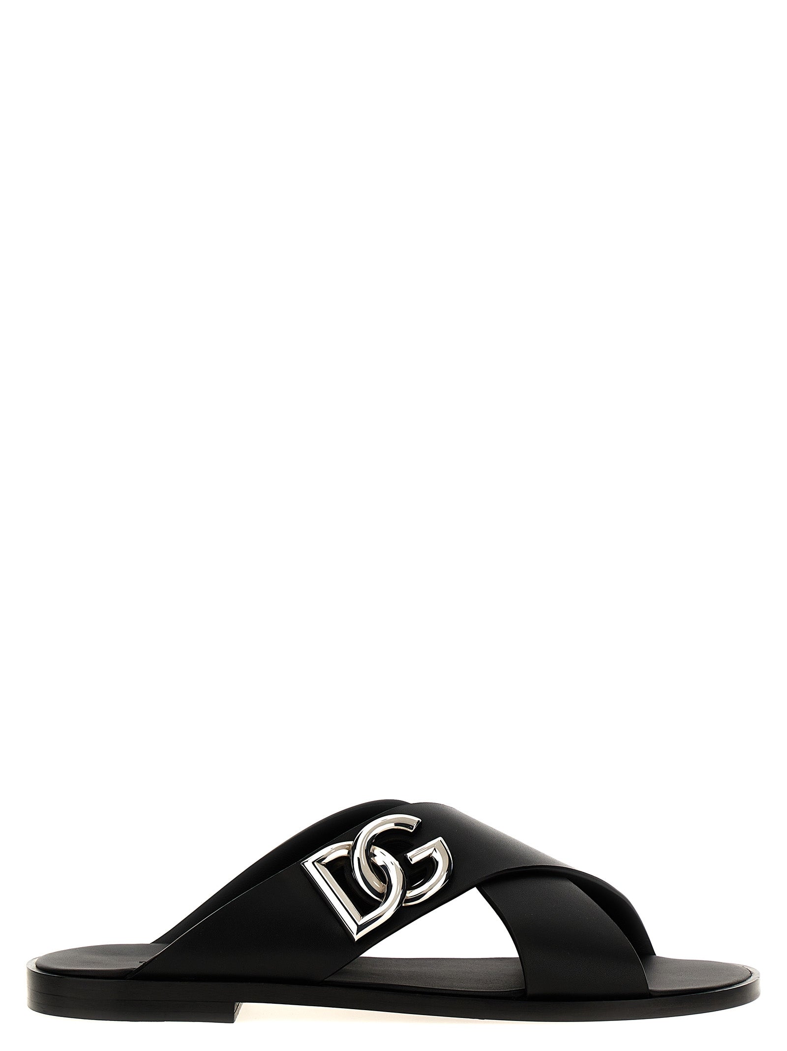 Dolce & Gabbana Schwarze Kalbsleder-Slipper
