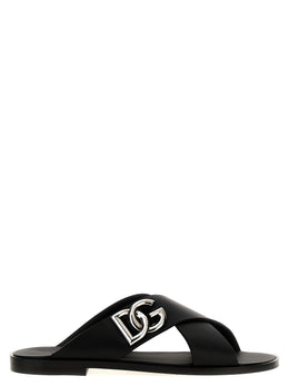 Dolce & Gabbana Schwarze Kalbsleder-Slipper
