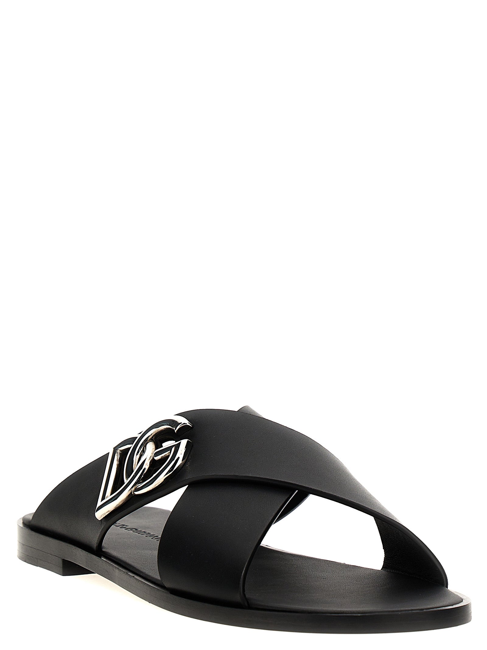 Dolce & Gabbana Schwarze Kalbsleder-Slipper